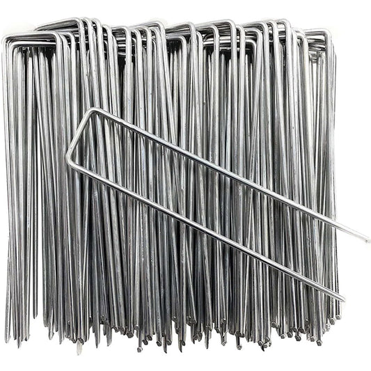 200 Pack Garden Stakes U-Shaped Tent Stakes, Galvanized Landscape Staples, 6 inch Ground Stakes for Landscaping Securing Weed Barrier Fabric, Irrigation Tubing, Holding Fence, Tarpaulin