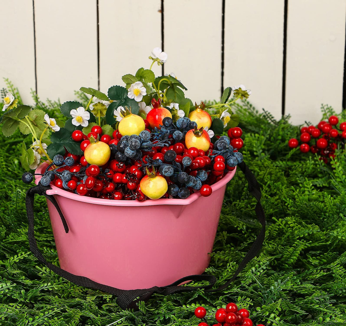 byMall Berry Picking Basket - 3L Hands-Free Fruit Picking Bucket with Adjustable Strap (Green)