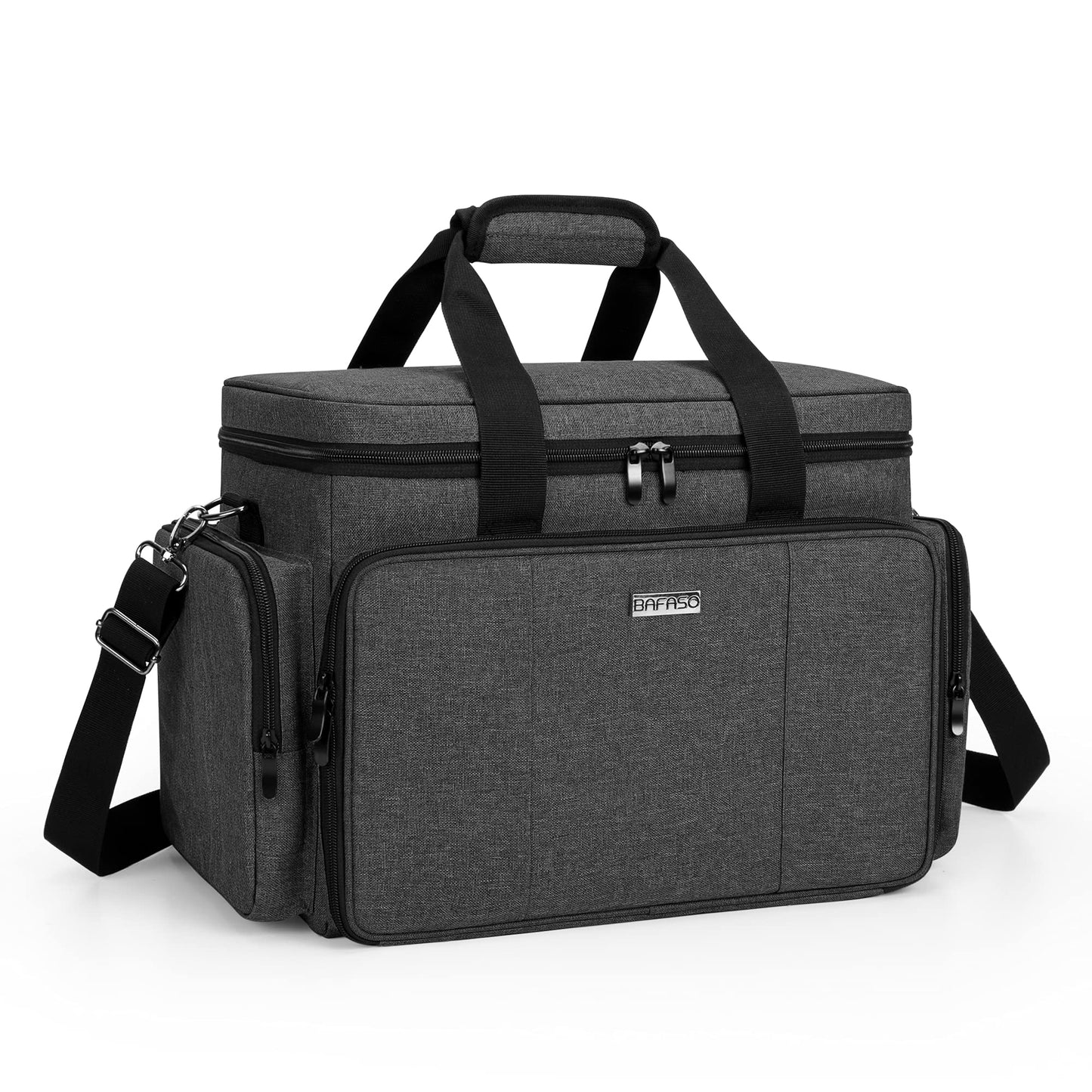 BAFASO Large Makeup Bag Cosmetic Bag with Removable Dividers, Travel Makeup Case Hair Bag Holds Cosmetics of Different Sizes and Hair Products, Black