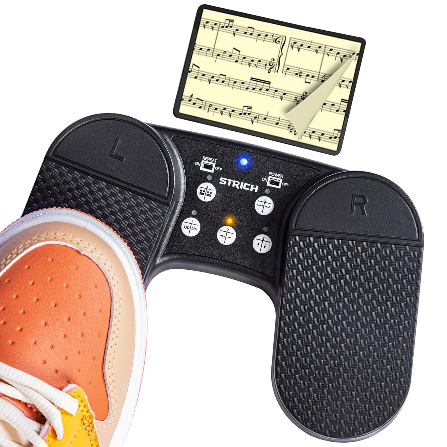 STRICH Wireless Page Turner Pedal, Rechargeable Foot Pedal Page Turner for iPad Music Sheet, Multimedia Platforms, Smart Phone, Tablets, Piano, SPT-10, Gray