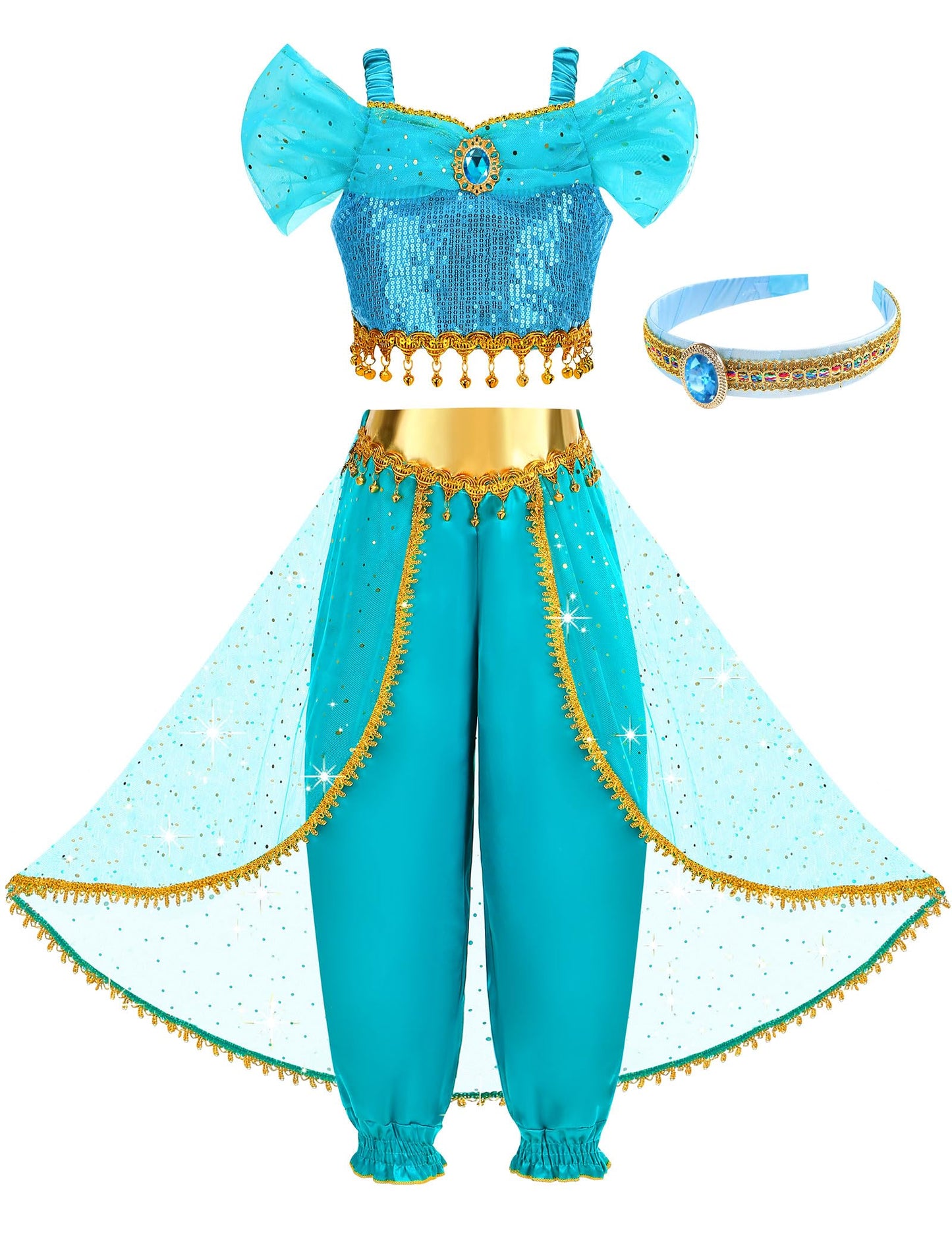 Aolliya Princess Costume for Girls Kids Arabian Princess Fancy Dress Up for Halloween Birthday Cosplay Party Carnival
