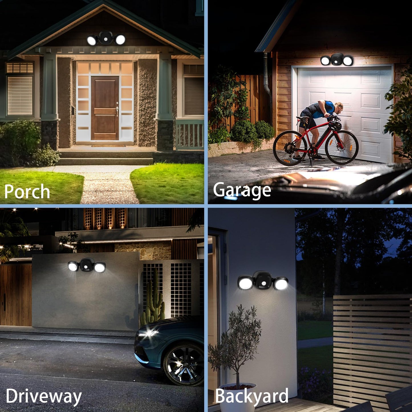 Battery-Operated Motion Sensor Outdoor Lights - Wireless Led Flood Lights with Detector, IP65 Waterproof Battery Powered Outdoor Lights for Outside House Garage Porch Yard Exterior Light
