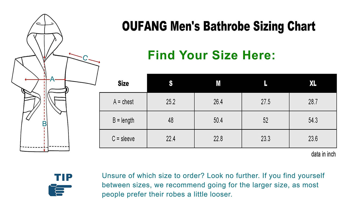 OUFANG Men's Hooded Bathrobe in 2 Colored Soft Spa Kimono Shawl Collar Hooded Long Robe Unisex