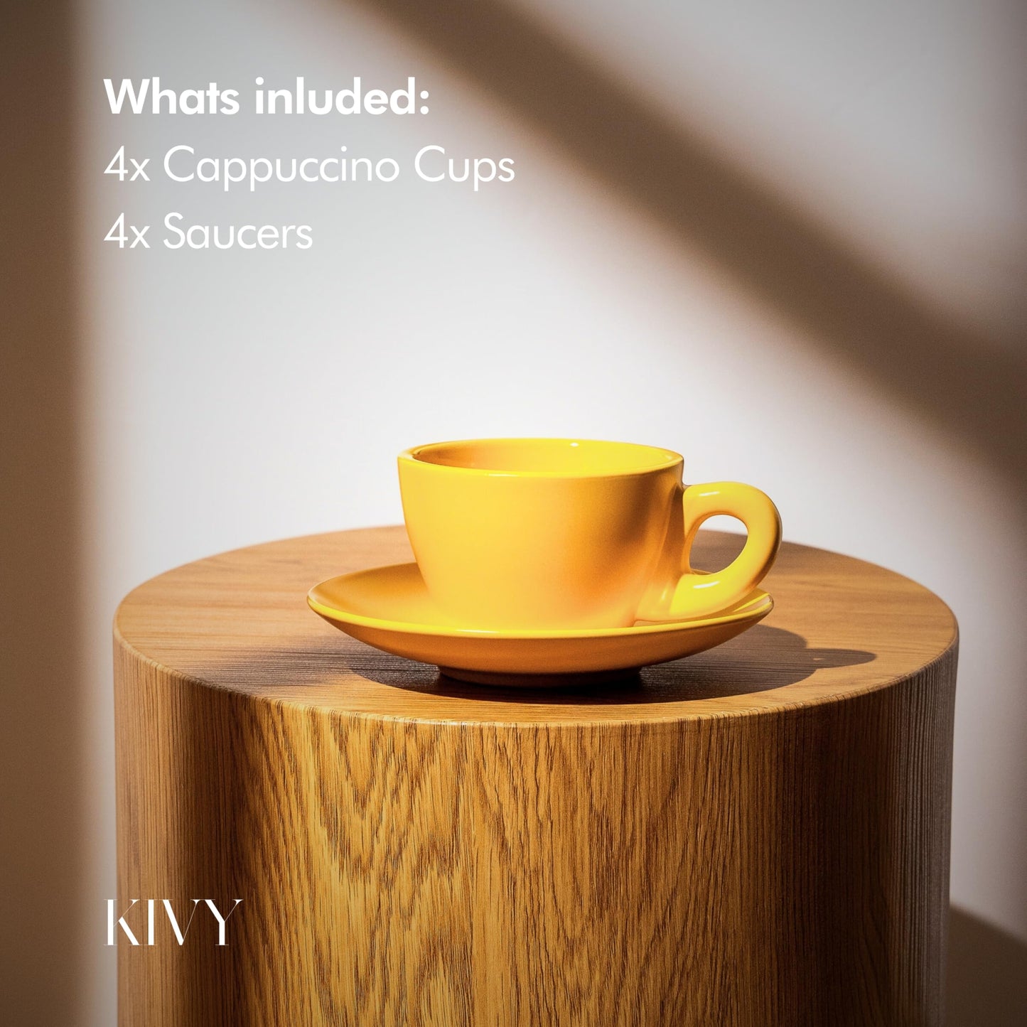 KIVY Set of 4 8oz Thick Walled Ceramic Latte Art Italian Mugs