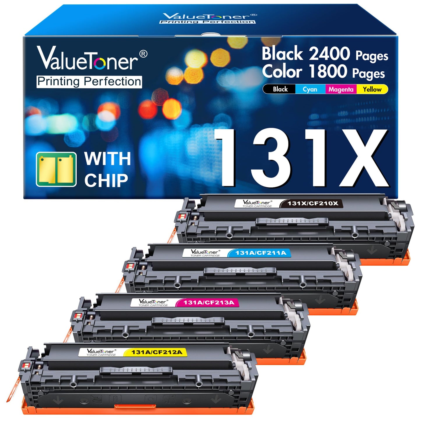 Valuetoner Compatible Toner Cartridge Replacement for HP 131A Toner Cartridge 4 Pack 131X CF210X CF211A for LaserJet Pro 200 Color MFP M276nw M251nw M251n M276n (Black, Cyan, Magenta, Yellow)