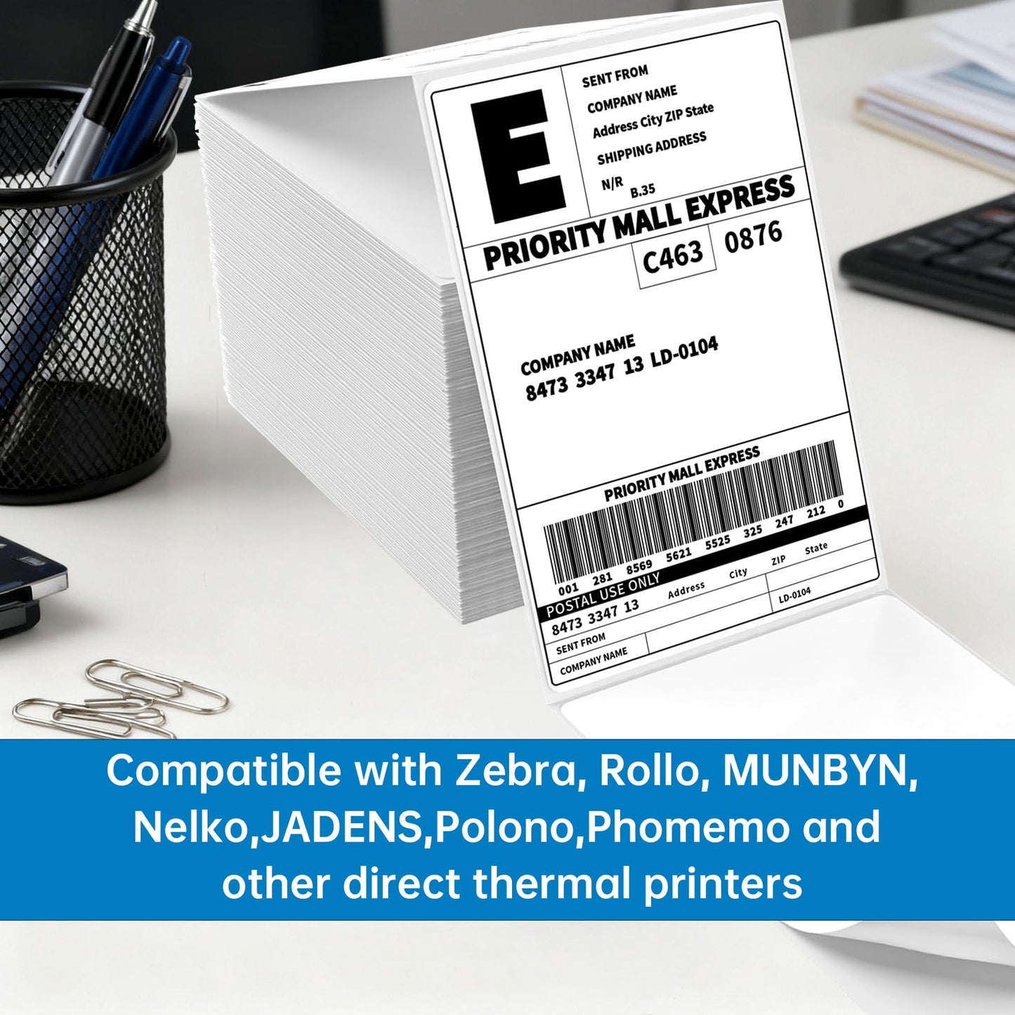 1000 4x6 Thermal Labels 500/Stack, Shipping Thermal Labels 4x6 Fanfold Compatible with Rollo, Zebra, MUNBYN Printers (Commercial Grade)