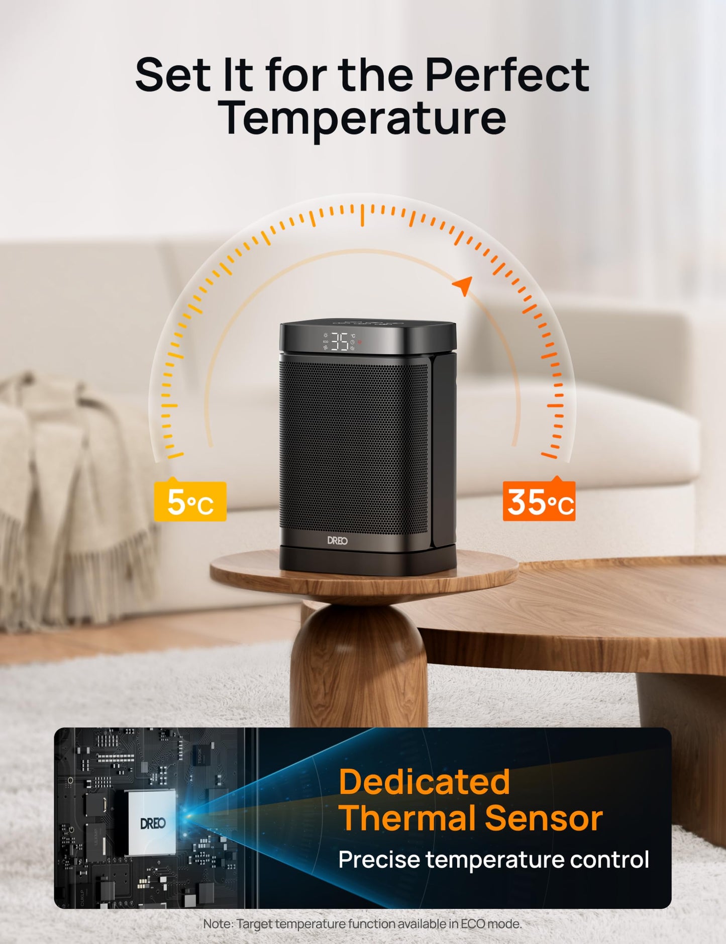 DREO Space Heaters for Indoor Use, 1500W Electric Heater for Bedroom Home Office, Safe PTC Ceramic Heater with Thermostat, Portable Heaters with Remote, 70°Oscillation, 12H Timer, 5 Modes