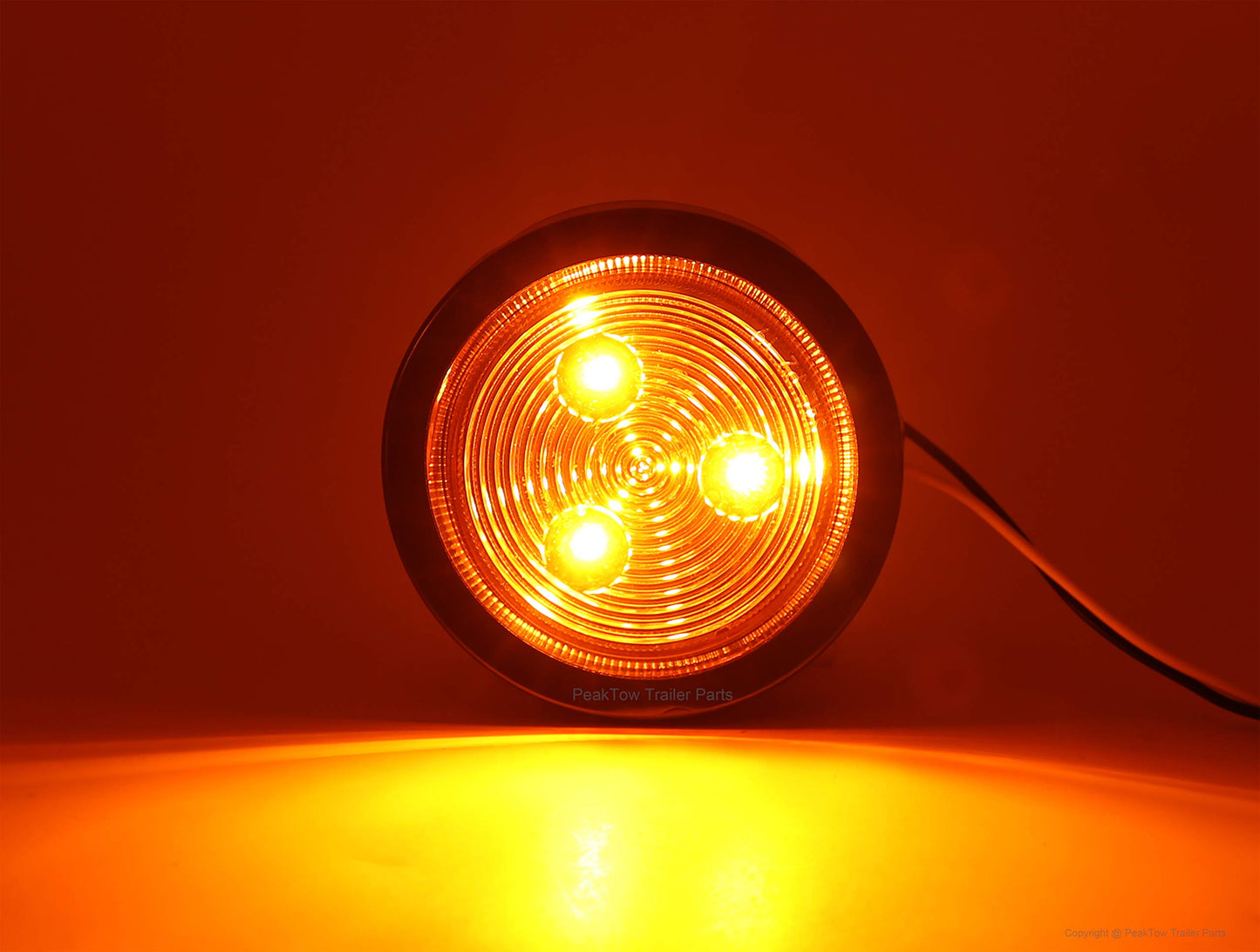 PEAKTOW PTL0283 Round LED 2.5” Submersible Clearance Marker Lights With Grommets and Plugs 8PK (4pcs Amber + 4pcs Red)