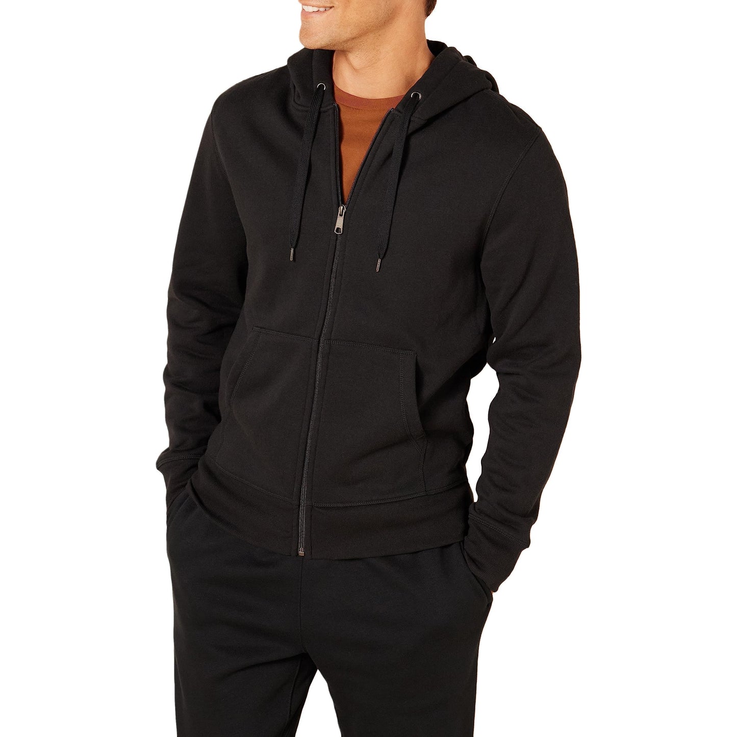 Amazon Essentials Men's Big & Tall Full-Zip Hooded Fleece Sweatshirt, Black, 3X Tall