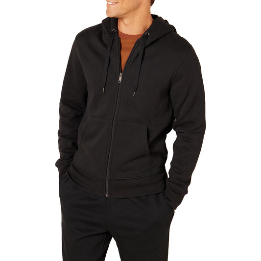 Amazon Essentials Men's Big & Tall Full-Zip Hooded Fleece Sweatshirt, Black, 3X Tall