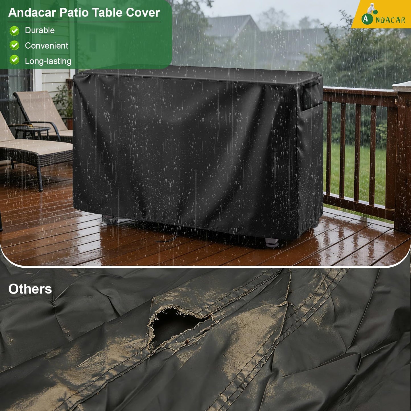 Ancadar Prep Table Cover, 52inch Outdoor Cooler Cart Cover for Keter Unity Xl Portable Bar Rolling Cooler Cart and Storage Cabinet Cover Heavy Duty Waterproof Patio Ice Tool Chest Cover