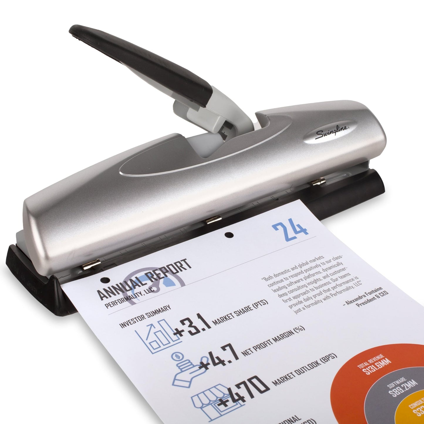 Swingline LightTouch High Capacity Desktop Punch, Adjustable Holes, 20 Sheet Capacity, (5050574030)