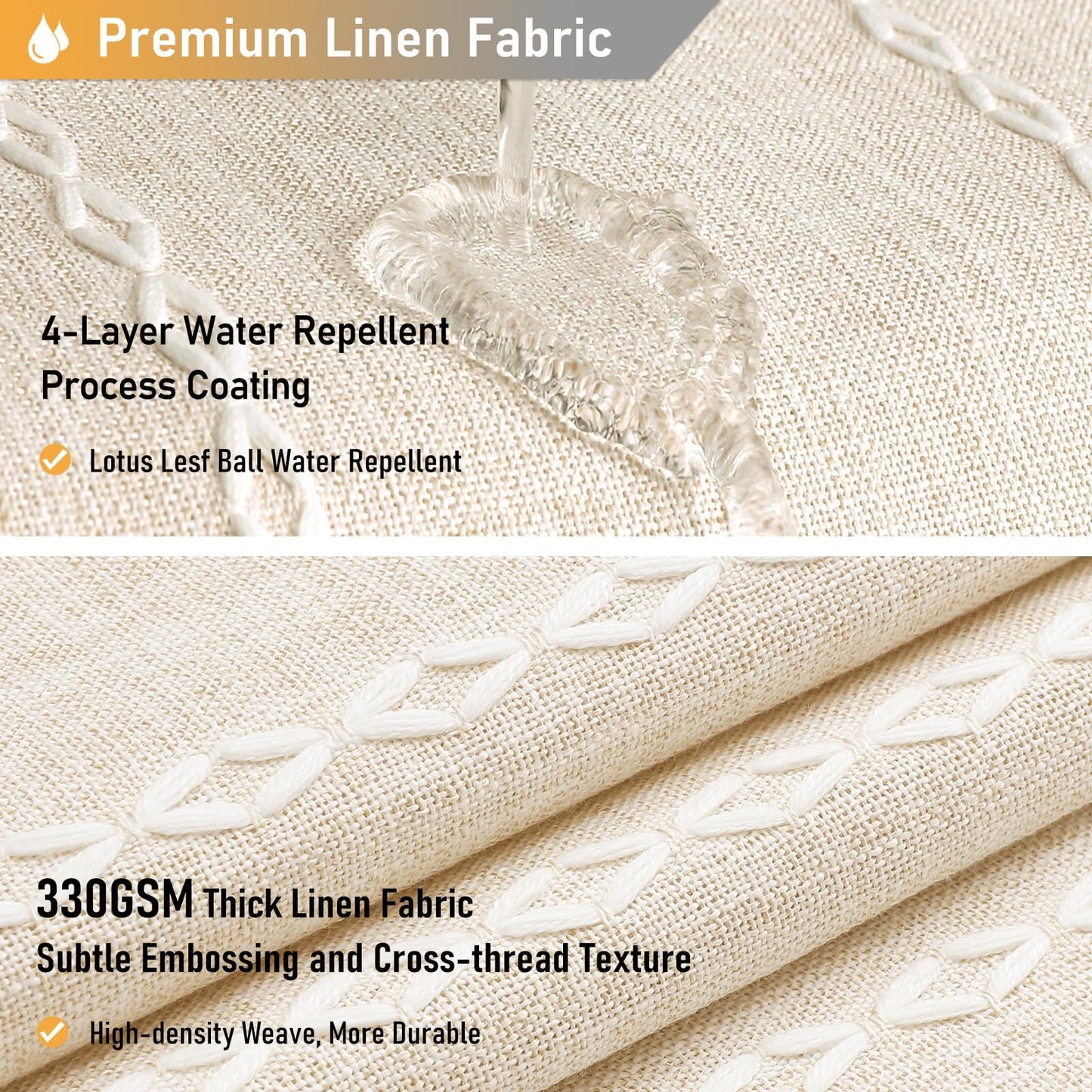BTTN Boho Farmhouse Shower Curtain, Linen Rustic Bohemian Striped Cloth Shower Curtain Set with Tassel, Water Repellent, Modern Vintage Country Fabric Shower Curtains for Bathroom, Cream/Beige, 72x72