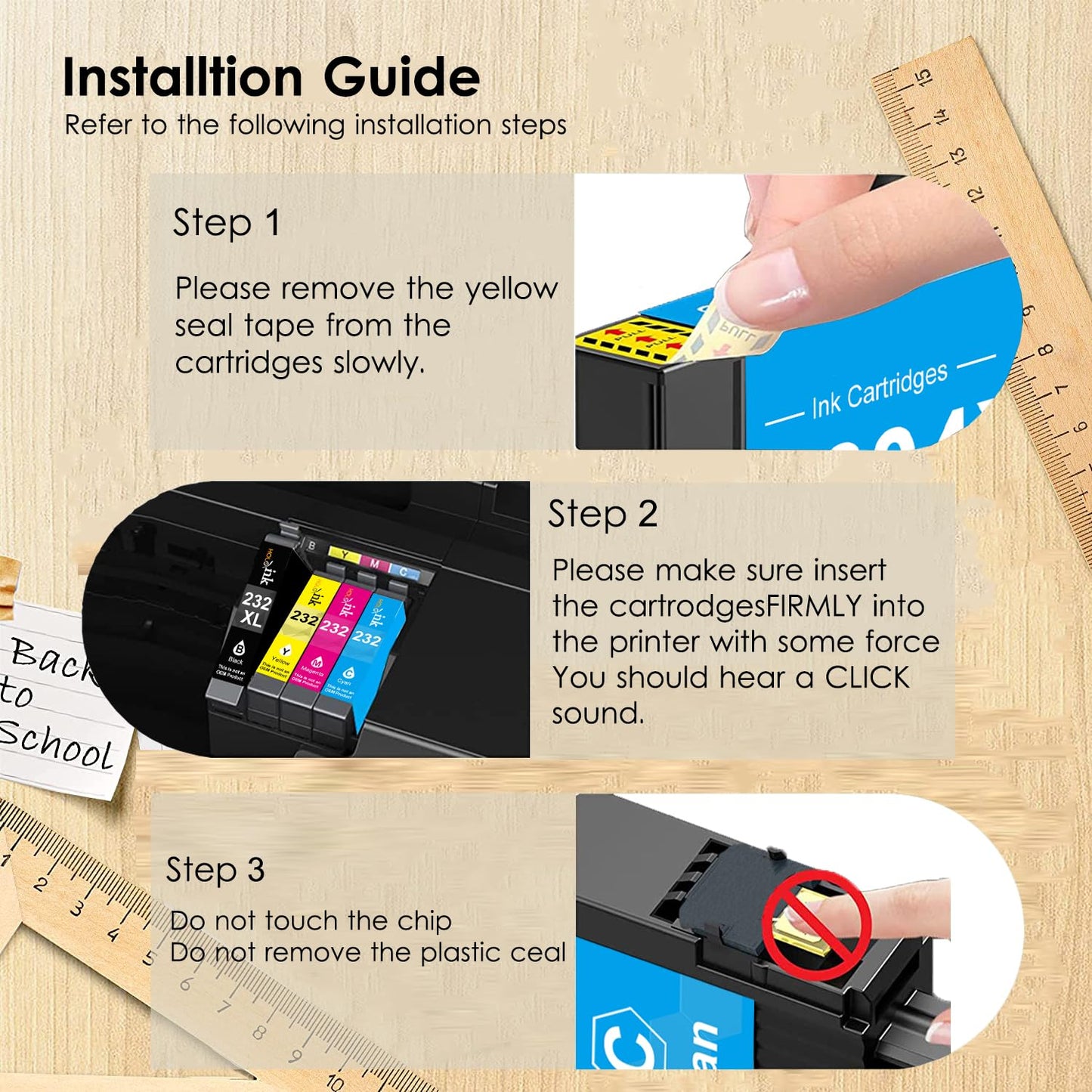 232xl Ink Cartridge Remanufactured Replacement for Epson 232 Ink Cartridges for Expression Home XP-4200 XP-4205 Workforce WF-2930 WF-2950 Printer (2 Black, Cyan, Magenta, Yellow, 5 Pack)