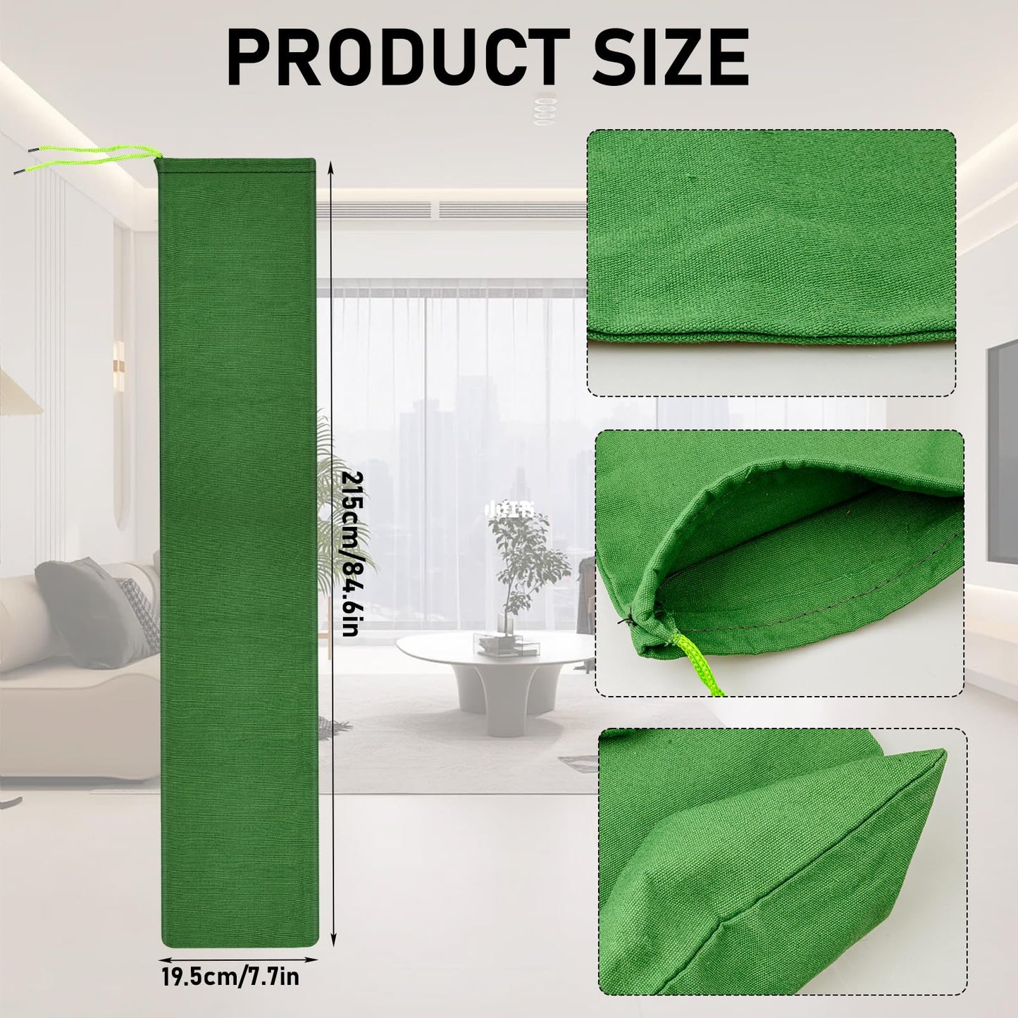 4 Pcs Long Canvas Sandbags Thickened Flood Water Barrier Sand Bags with Elastic Band Reusable Flood Water Barrier Rain Wind Flood Barrier Tube Sandbags for Door Window Flood Control - 7FT×7.5inch