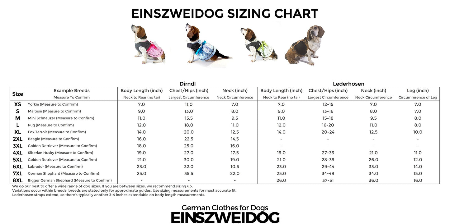 EINSZWEIDOG Oktoberfest German Dog Lederhosen, Multiple Sizes (4XL)