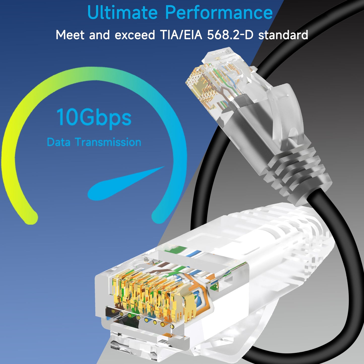 Lysymixs Cat6a Slim Ethernet Patch Cable 7 ft (24 Pack), Cat6a Patch Cable for Data Centers, Cat 6 Patch Cable 10G, Network Patch Cables for Home and Enterprise Network -Black