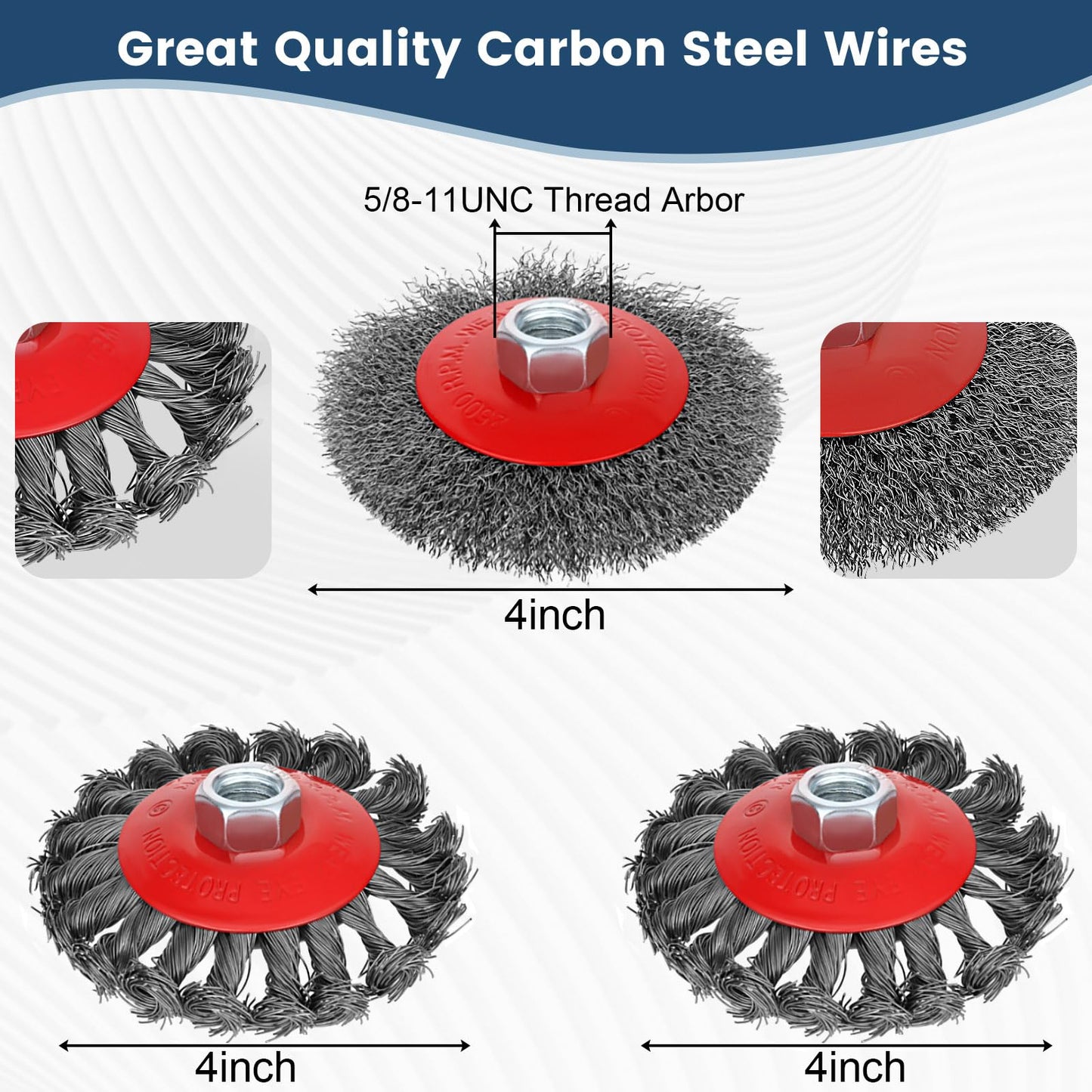 10pcs Wire Wheel for 4 1/2 Angle Grinder Wire Wheel Brush Cup Set with Threaded Arbor, Angle Grinder Wire Wheel for Rust, Corrosion, Paint Removal