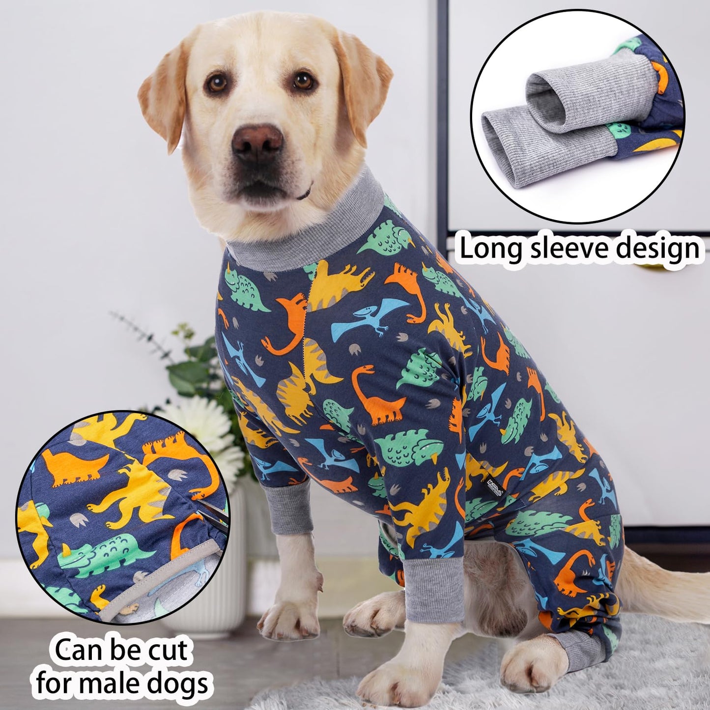 Axcimond Onesie for Dogs After Surgery Dog Recovery Suit Female Male Long Sleeve Dog Pajamas Medium Large Dogs Surgical Recovery Suit Pet Bodysuit Pyjama Chien Operation Dog Cone Collar Alternative