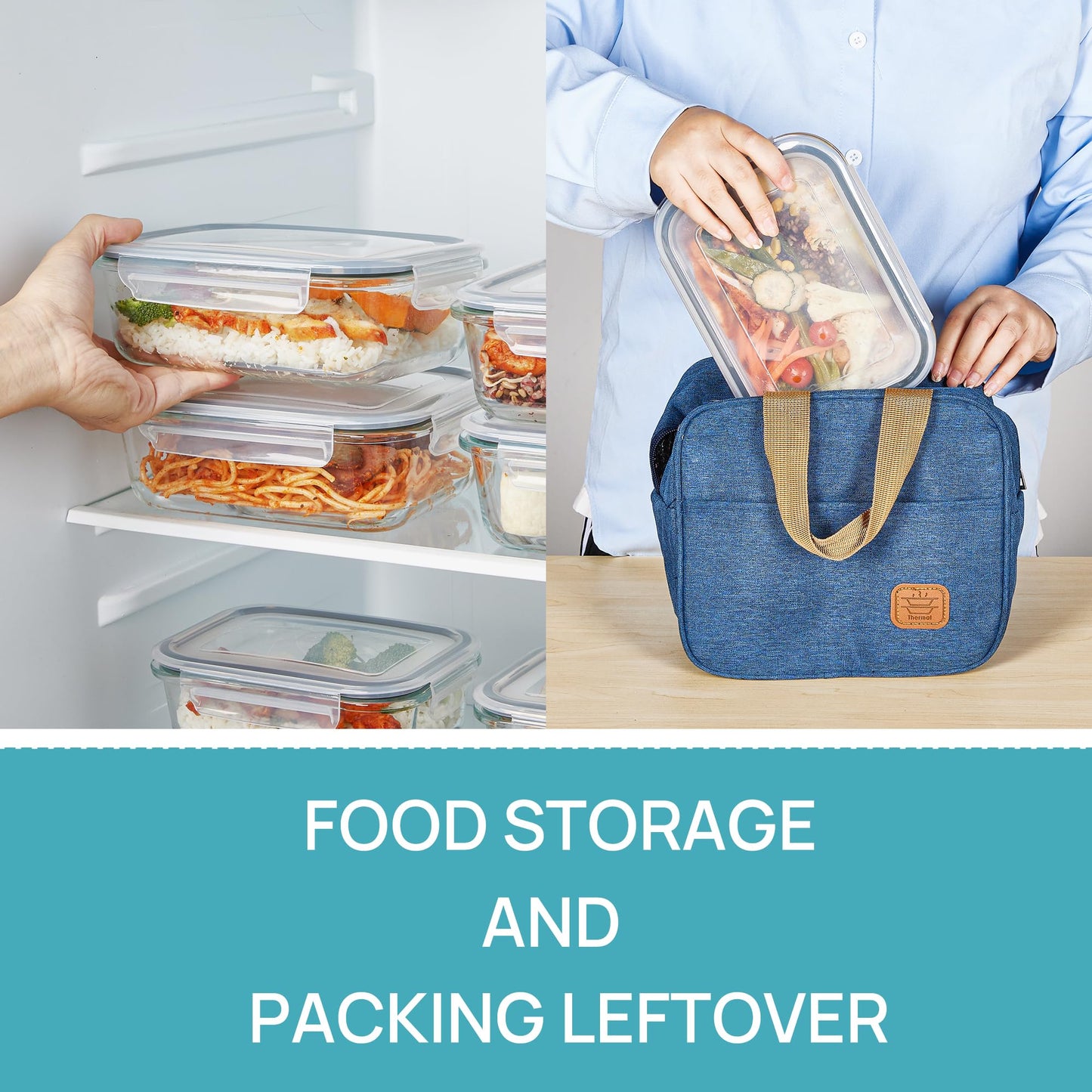 Vtopmart 5 Pack 36oz Glass Food Storage Containers with Lids, Meal Prep Containers, Airtight Lunch Containers Bento Boxes with Snap Locking Lids for Microwave, Oven, Freezer and Dishwasher