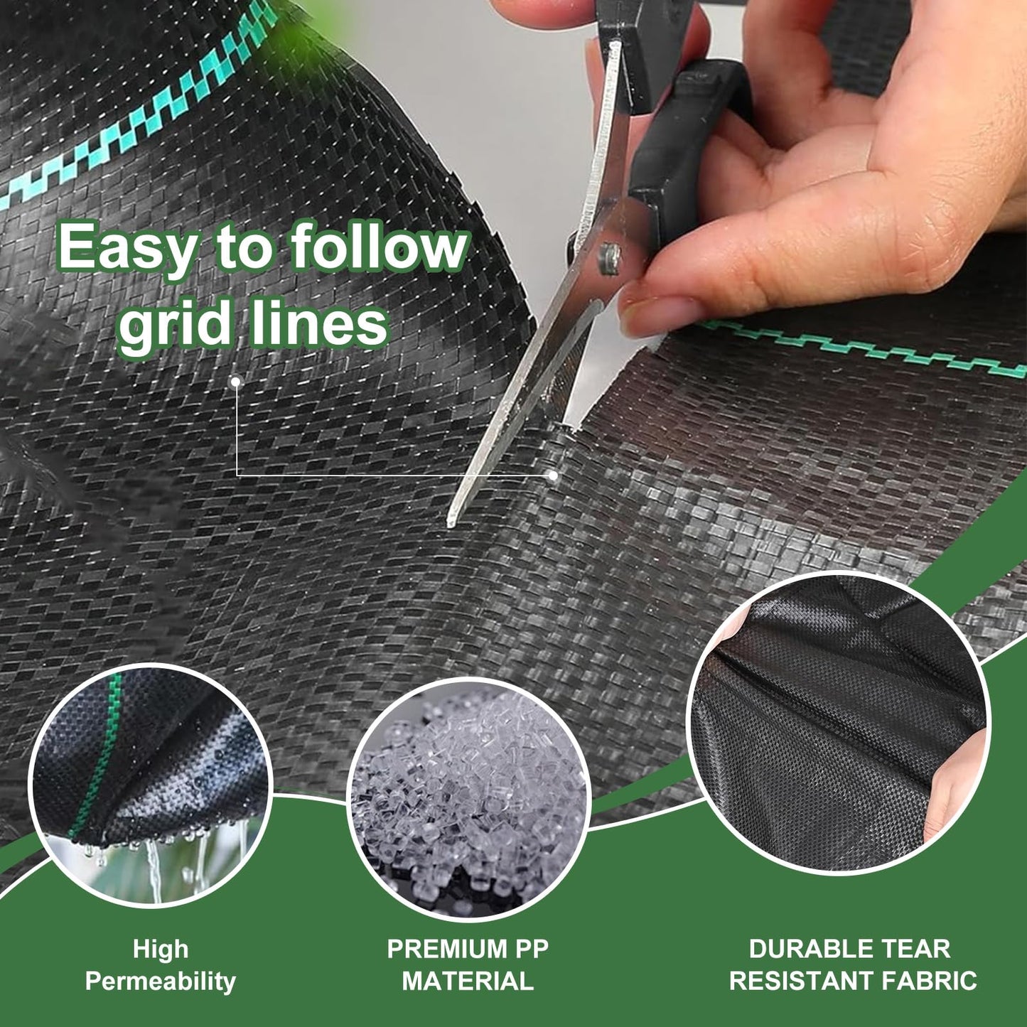 Weed Barrier Landscape Fabric 4ft x 100ft, 3.2oz Heavy Duty Grade Woven Weed Ground Cover, High Permeability Durable Weed Control Mat for Gardening, Farming & Commercial Landscaping