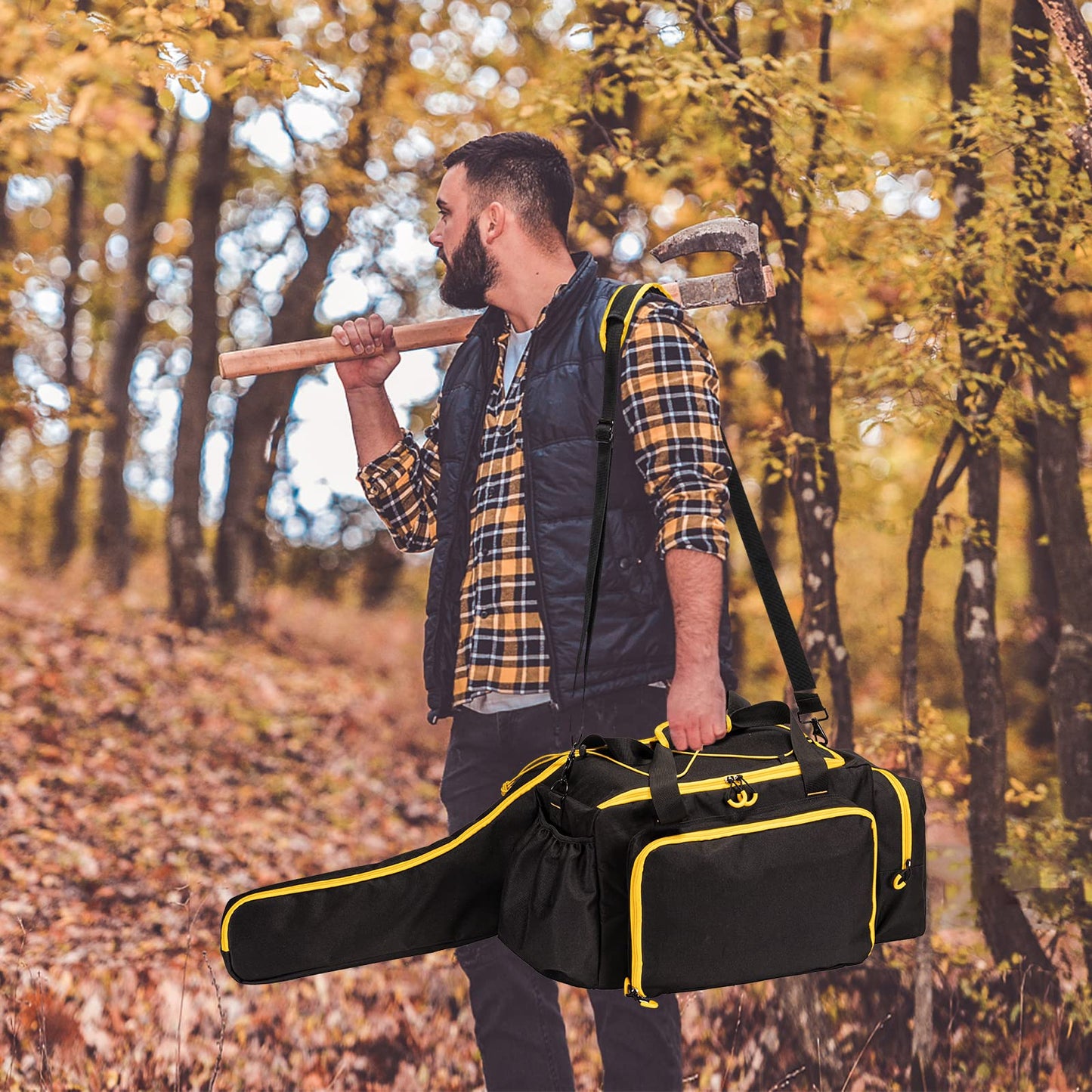 BABEYER Chainsaw Case, Durable Chainsaw Bag Compatible with Greenworks, EGO Power+, Dewalt 14''/16''/18'' Cordless Chain Saw & Accessories-Black