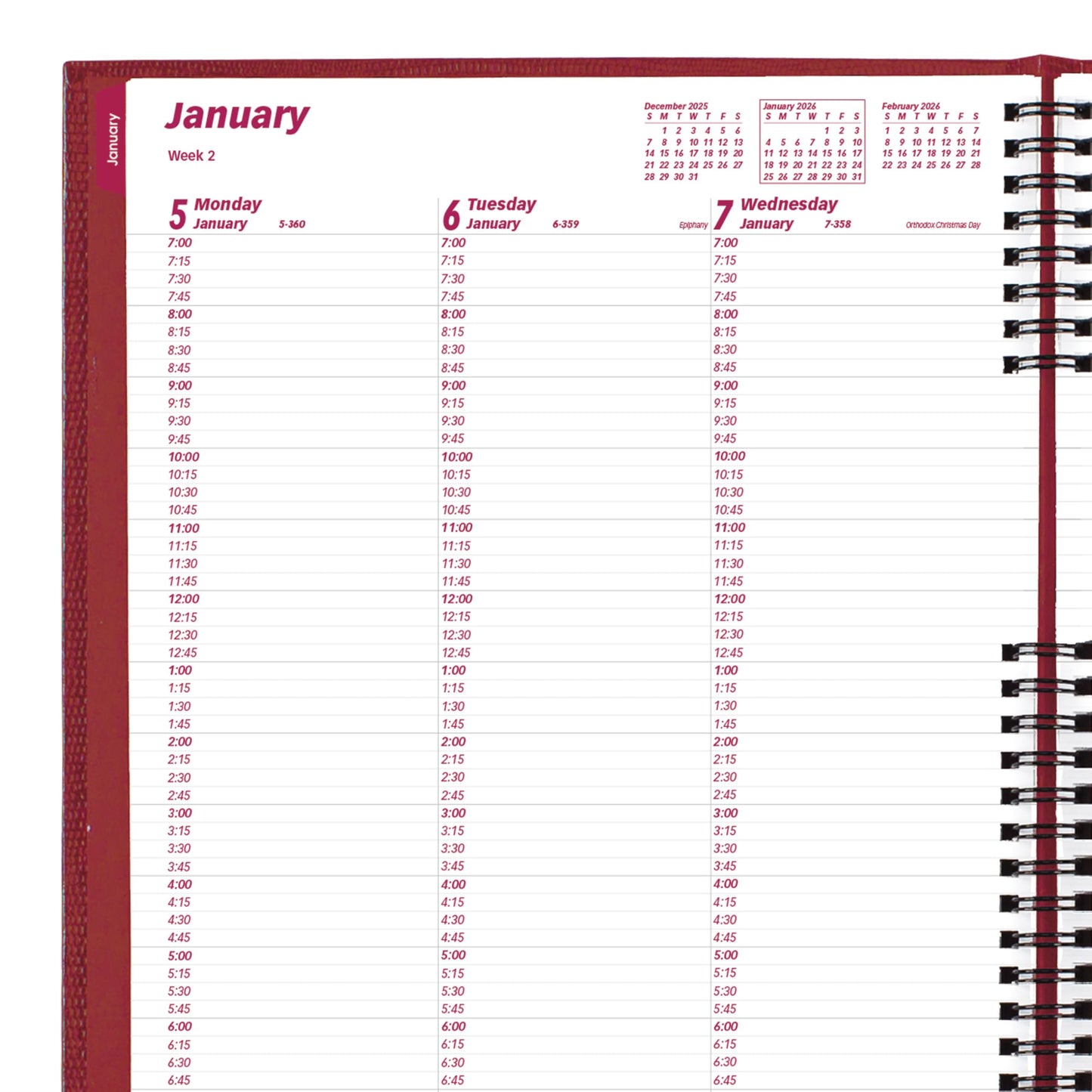 Brownline® 2026 CoilPro™ Weekly Planner, Appointment Book, 12 Months, January to December, Twin-Wire Binding, 11" x 8.5", Bright Red (CB950C.RED-26)