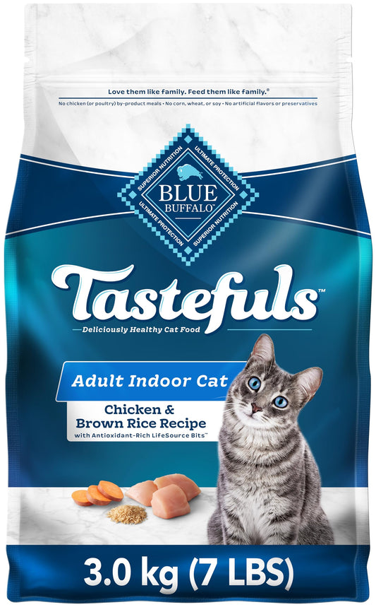 Blue Buffalo Indoor Health Natural Adult Dry Cat Food, Chicken And Brown Rice 3.1kg bag - Medium Bag, kibble