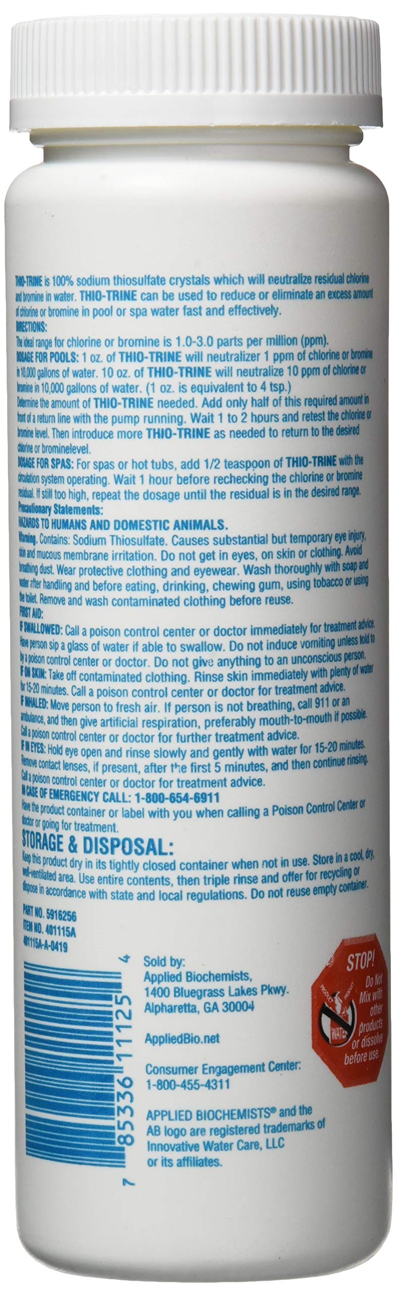 Applied Biochemists 401115A Thio-Trine Swimming Pool Maintenance Chemical, 20 oz