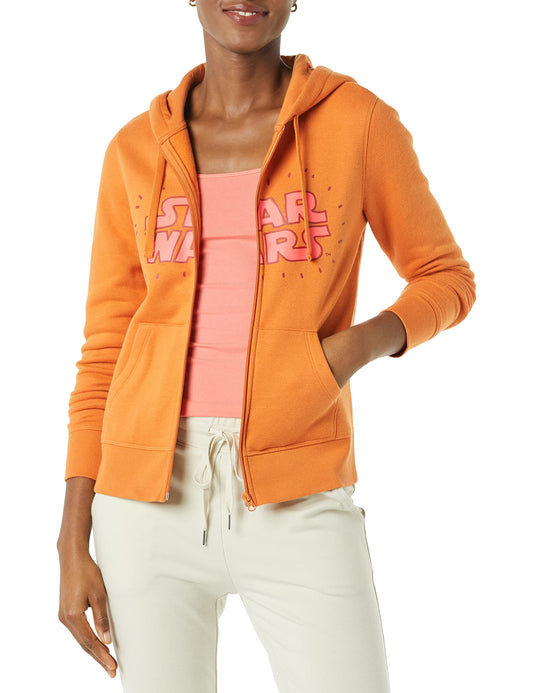 Amazon Essentials Disney | Marvel | Star Wars | Princess Women's Fleece Full-Zip Hoodie Sweatshirts (Available in Plus Size), Star Wars Logo, X-Large