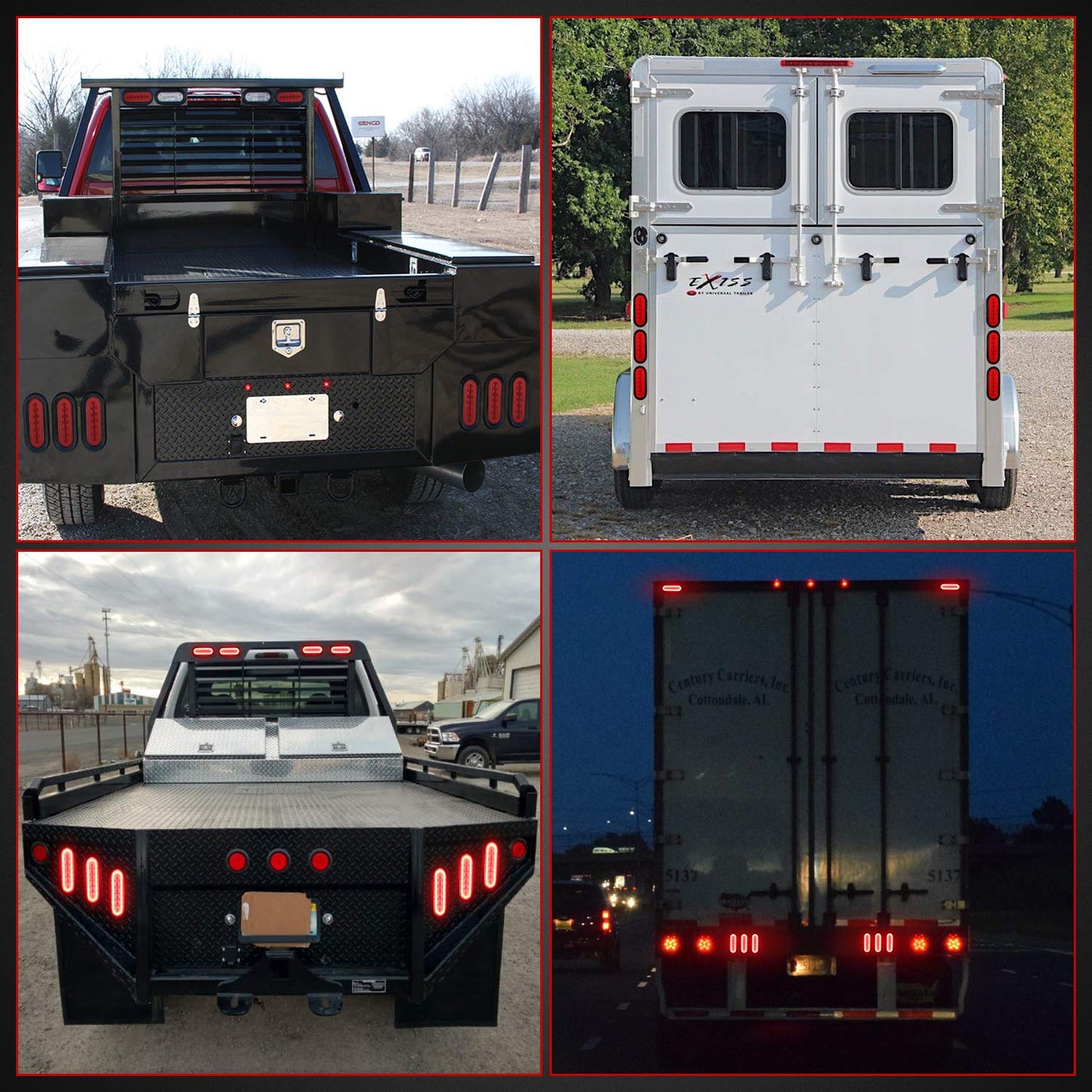 6" Oval Red LED Trailer Tail Lights 4PCS, AAIWA Turn Stop Brake Trailer Lights for Pickup RV Truck, with Surface Mount Grommet