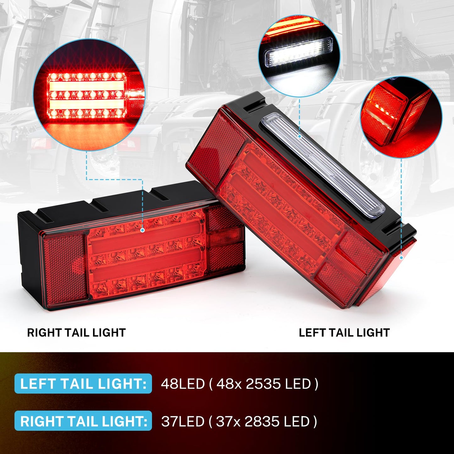 Kohree New LED Submersible Trailer Tail Light Kit, 12V LED Utility Trailer Lights DOT Approval, Submersible License Lights and Wiring Kit Combined Stop,Taillights, Turn for Boat Trailer