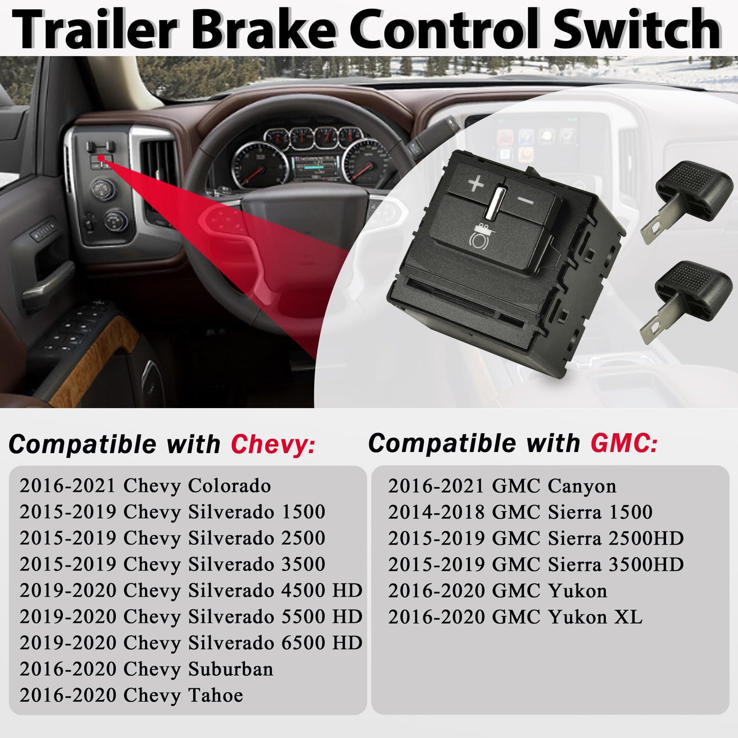 RLP Trailer Brake Control Switch Assembly Compatible with 2014-2020 Chevy Colorado Silverado Suburban GMC Canyon Sierra Yukon Replacement for 84108373 23145874