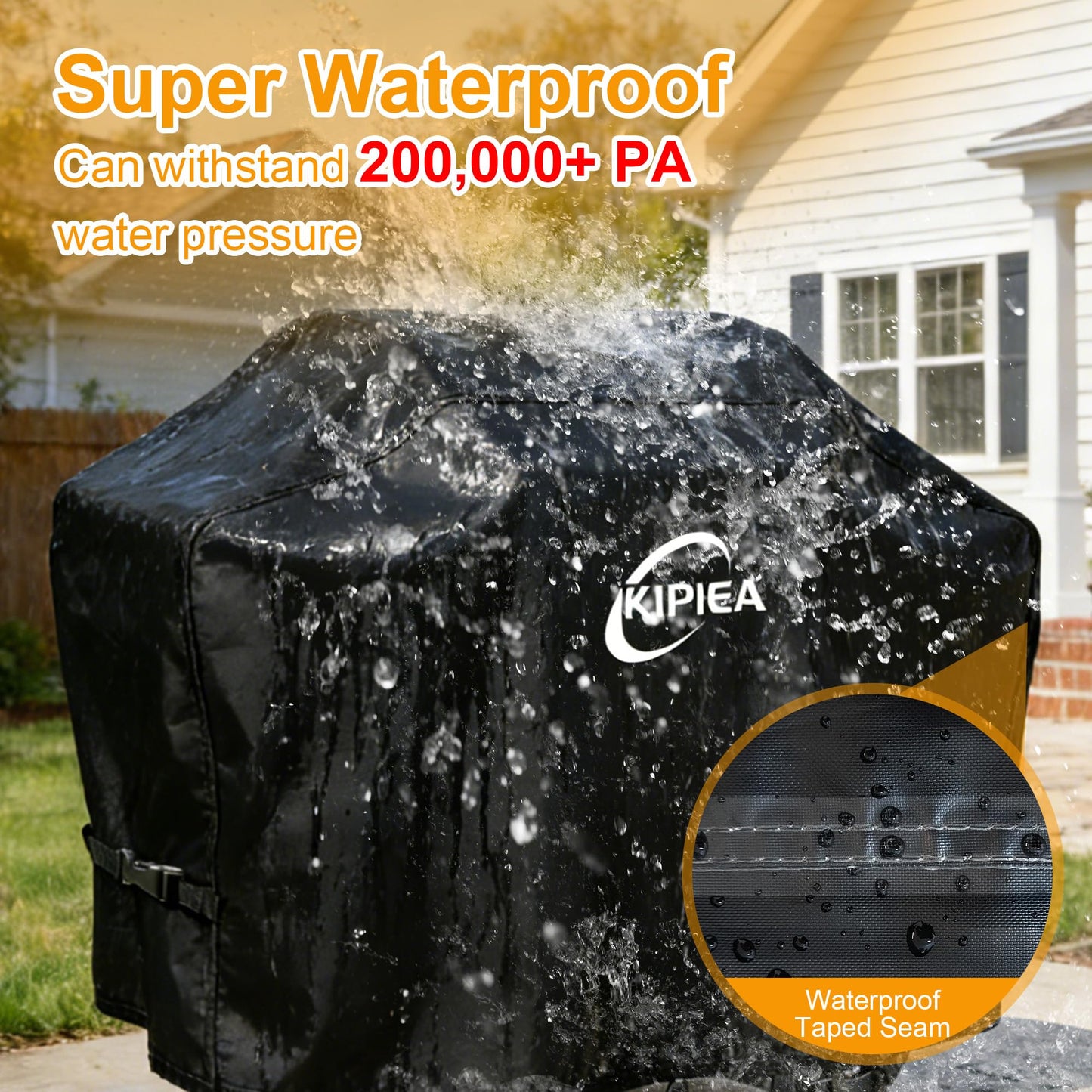 Kipiea 600D Heavy Duty Gas Grill Cover for Weber Spirit 300 Series Grills, Including Spirit E-310, E-330 & S-315, 52-Inch Waterproof BBQ Cover with Windproof Buckles, UV Resistant
