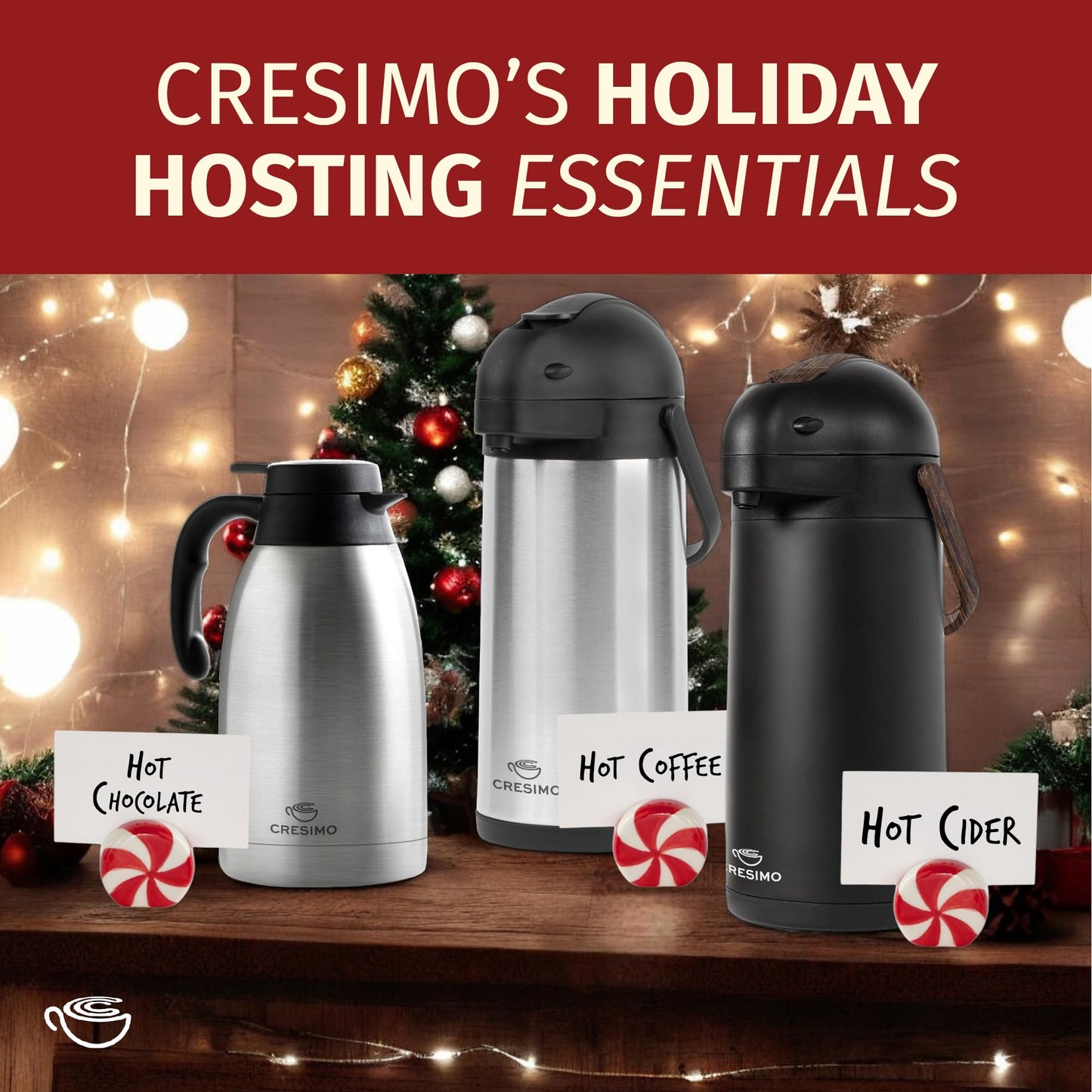 Coffee Carafe with Pump - 102oz / 3L Airpot 12 Hours Large Carafe Hot Cocoa Dispenser for Parties-Hot Water Dispenser, Tea Flask-Insulated Stainless Steel Hot Beverage Dispenser-Thermal Carafe Air Pot