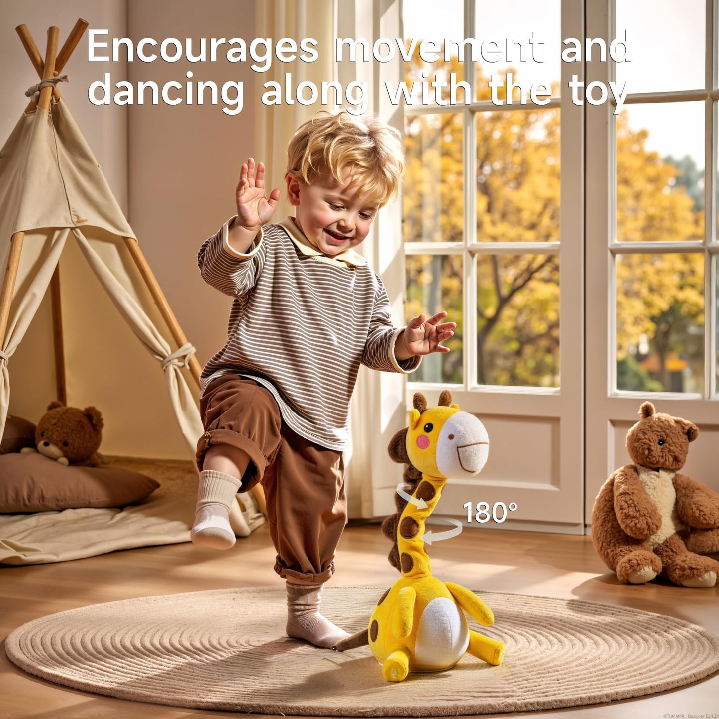 TUMAMA Dancing Talking Giraffe Toy, Mimicking Twisting Electronic Soft Plush Giraffe Toy with Record & Repeating What You Say, Singing Interactive Baby Toy for Boys Girls Kids Gifts