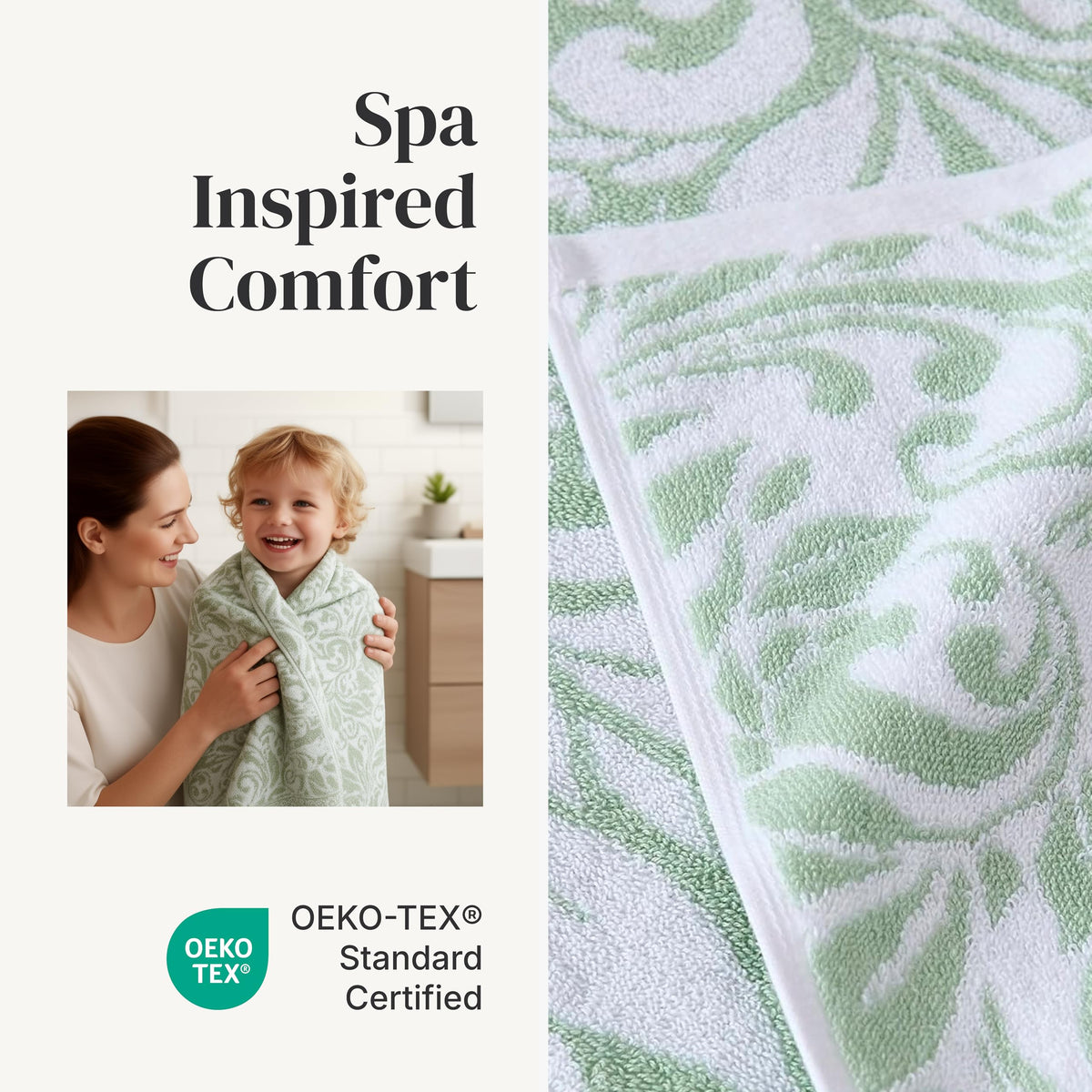 Modern Threads Trefoil Filigree 6-Piece Reversible Yarn Dyed Jacquard Towel Set - Bath Towels, Hand Towels, & Washcloths - Super Absorbent & Quick Dry - 100% Combed Cotton