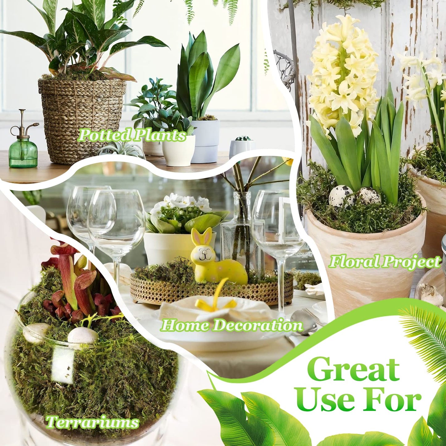Riare 1.3LBS Artificial Fake Moss for Fake Plants Indoor- Premium Faux Craft Moss for Potted Plant, Fresh Forest Green for Hamsters Micro-Landscape Terrariums Centerpieces Decor