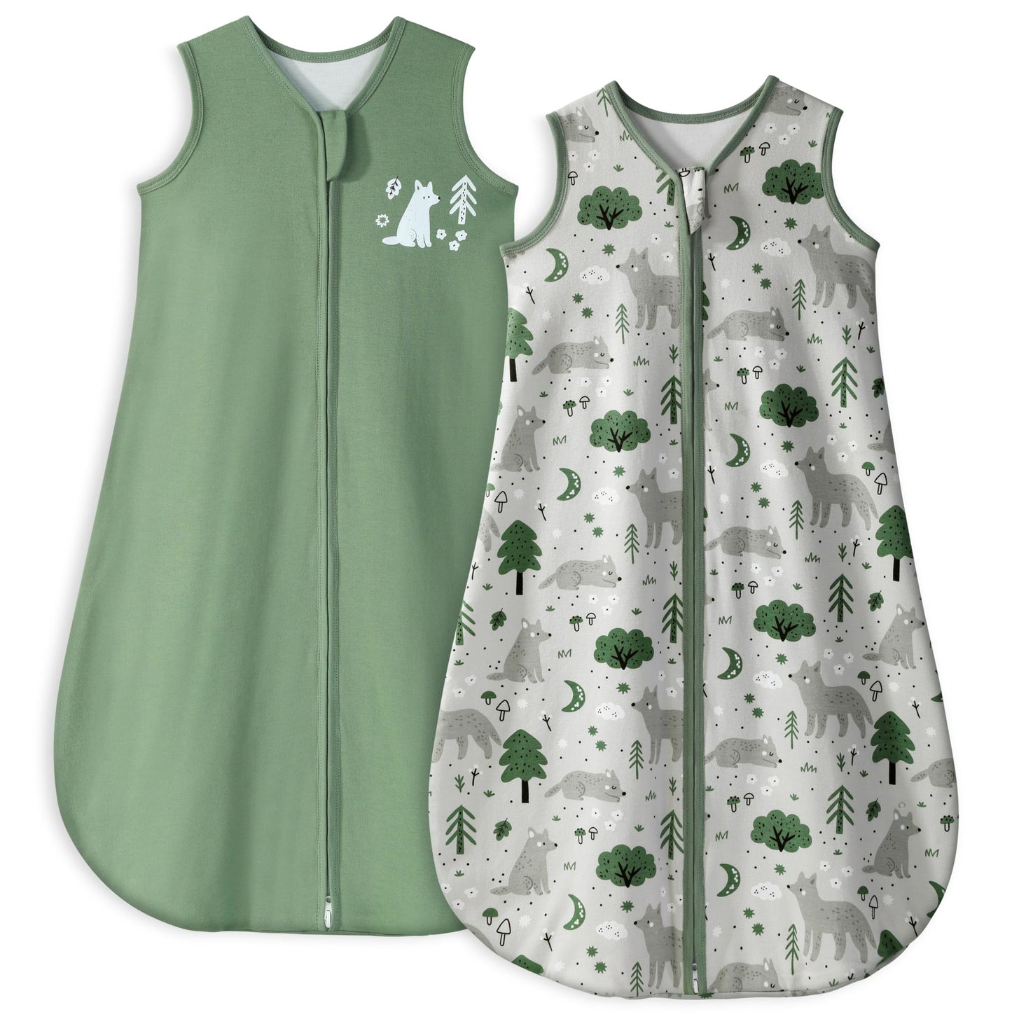 Yoofoss Baby Sleep Sack 6-12 Months TOG 1.0 Baby Wearable Blanket, 2 Pack 100% Organic Cotton Infant Toddler Sleeping Sack 2-Way Zipper Lightweight Sleepsack