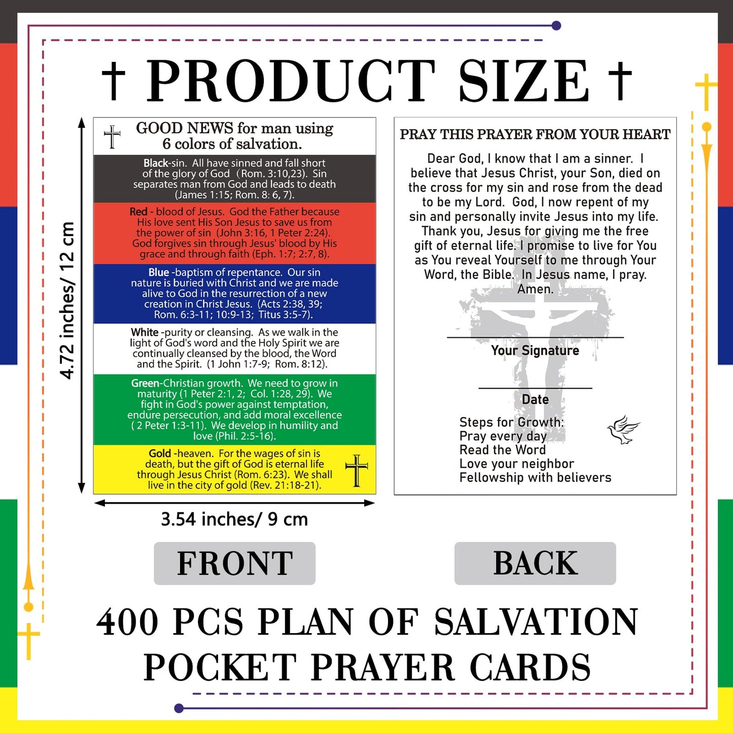 Zhanmai 400 Pcs Gospel Tract Cards Plan of Salvation Cards Pocket Holy Postcards Bible Tract Prayer Christian Bible Verse Bookmark Inspirational Planner for Christian Gift Men Women Ministering Tool