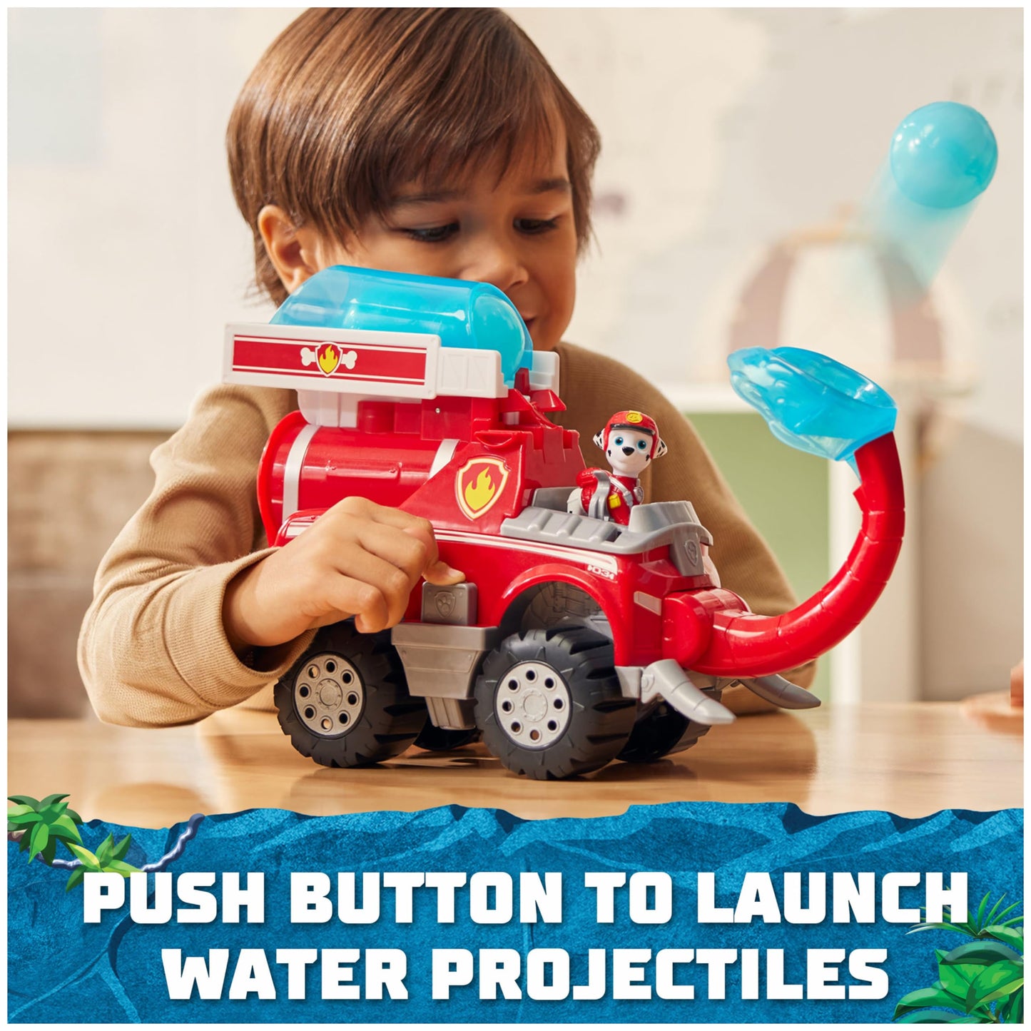 PAW Patrol Jungle Pups, Marshall Elephant Firetruck with Projectile Launcher, Toy Truck with Action Figure, Kids Toys for Boys & Girls Ages 3 and Up