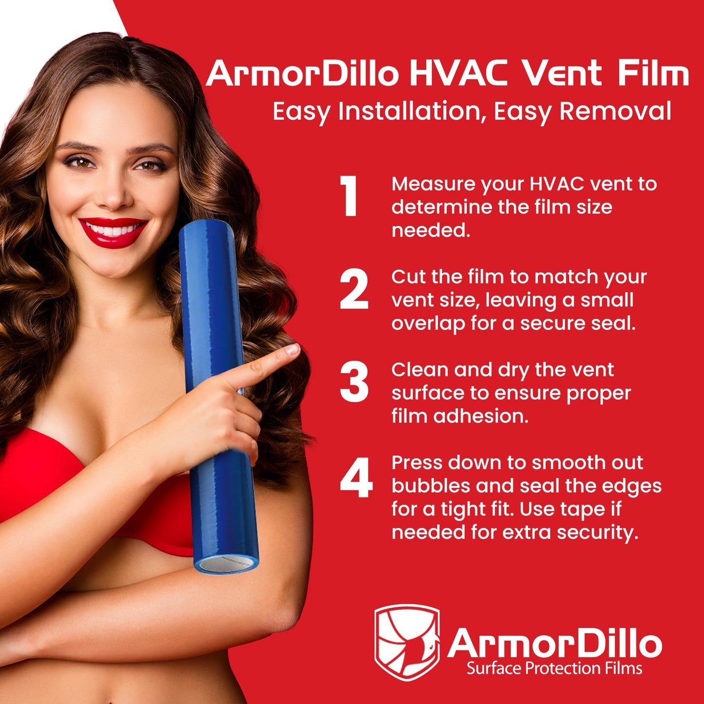 ArmorDillo HVAC Vent Film Duct Masking Tape Temporary Register Sealing Tape (12” x 185)