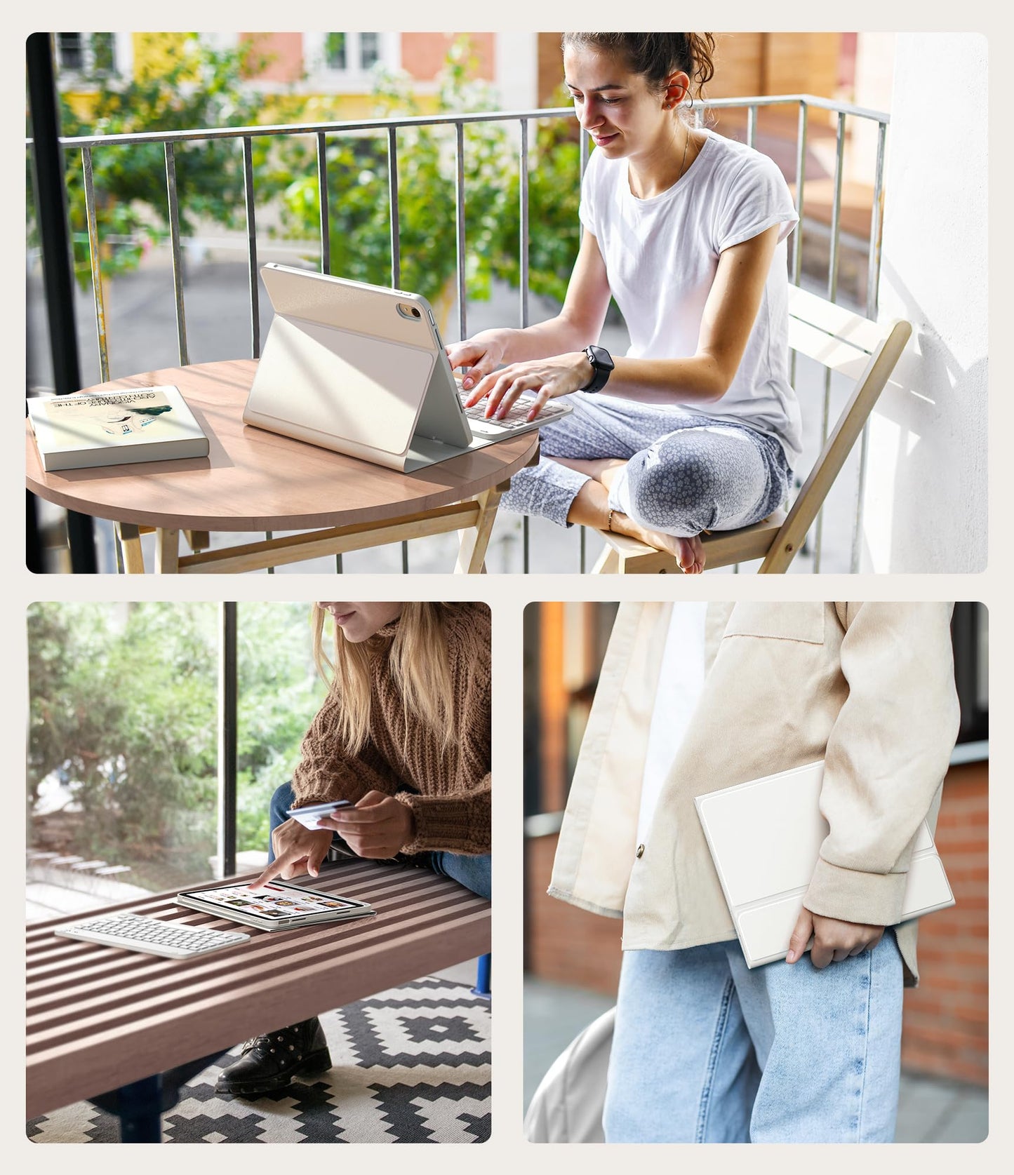 CHESONA Keyboard Case for iPad (A16) 11th 2025/10th Generation 10.9-inch 2022, Magnetic Detachable Wireless Keyboard, Stand Folio Keyboard Cover with Pencil Holder, Thin & Light, White