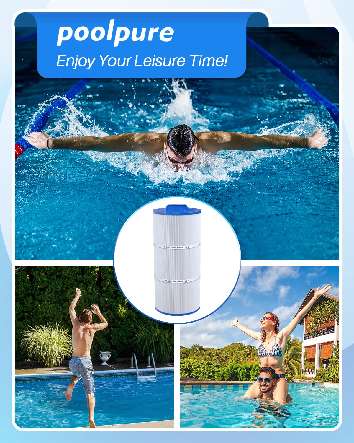 POOLPURE C-7375 Spa Filter Replaces PCD75N, Unicel C-7375, Filbur FC-3964, 1019301, AK-60032, APCC7500, 17543, 75 sqft Filter Cartridge (1)