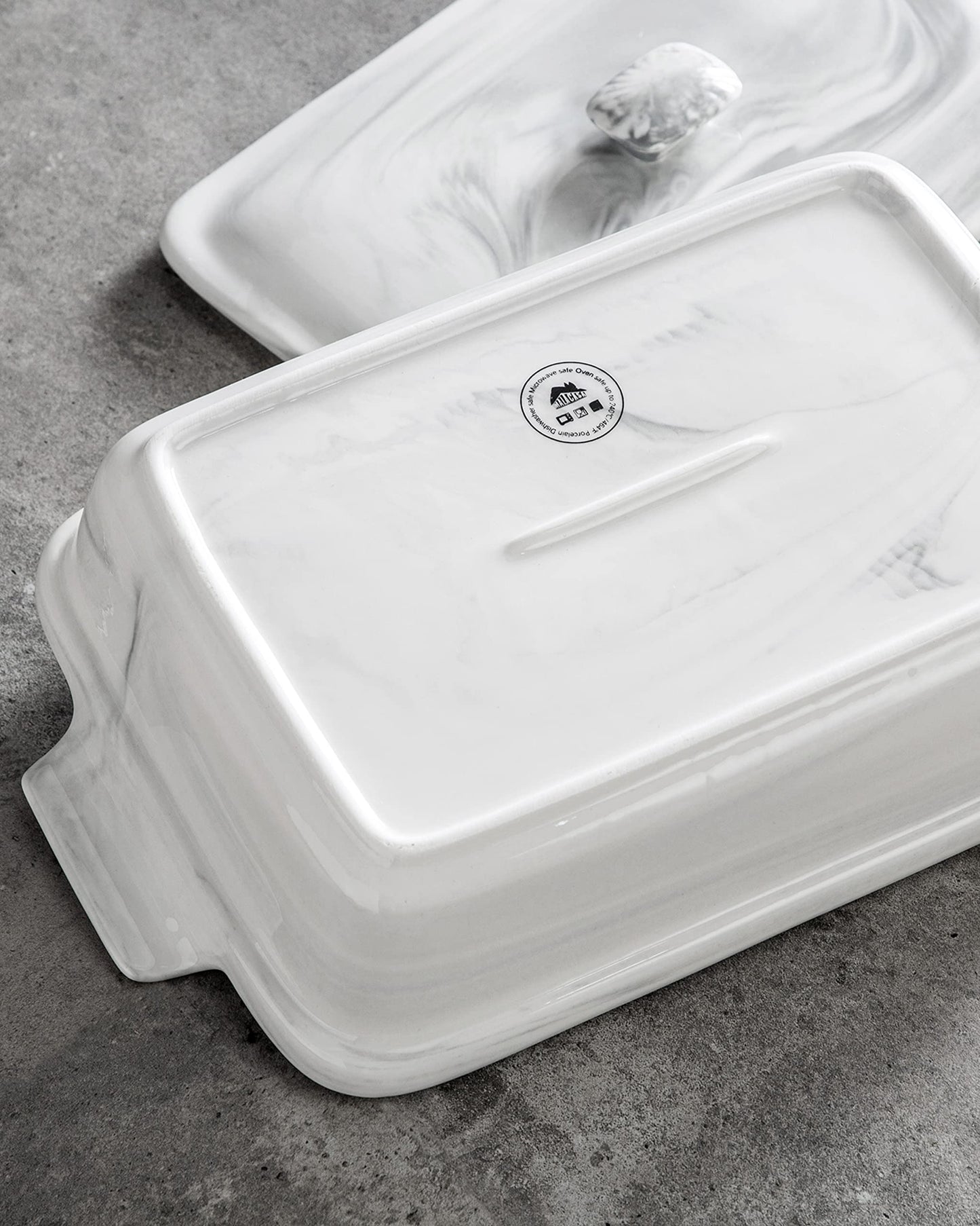 MALACASA Casserole Dish With Lid, 3.4 Quart Baking Dish With Lid, Deep Lasagna Pan Ceramic Bakeware Covered Casserole Dish Set, Microwave, Oven, Dishwasher Safe, 12 x 8.9 x 3 inch, Series BAKE-GREY