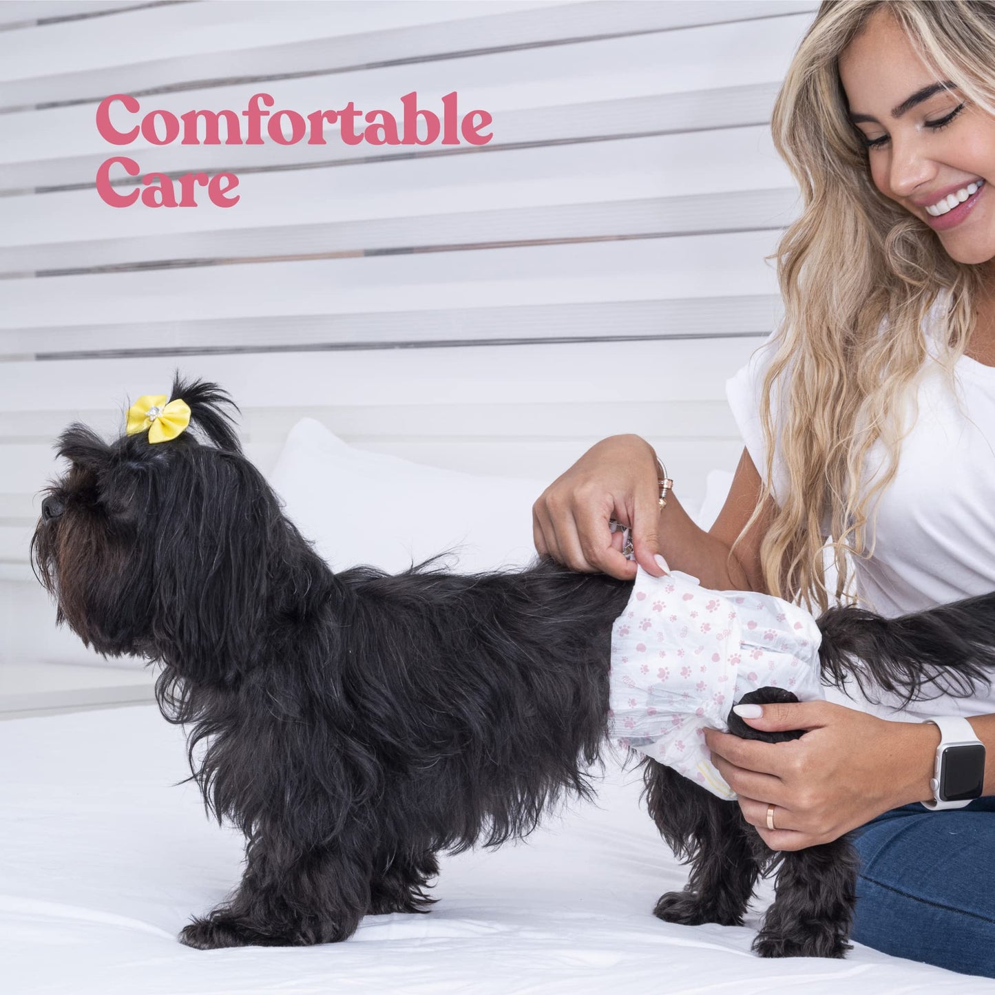 Comfortable Female Dog Diapers - 50-Pack Super Absorbent Disposable Doggie Diapers - FlashDry Gel Technology & Wetness Indicator - Leakproof Diapers for Dogs in Heat, Excitable Urination, Incontinence