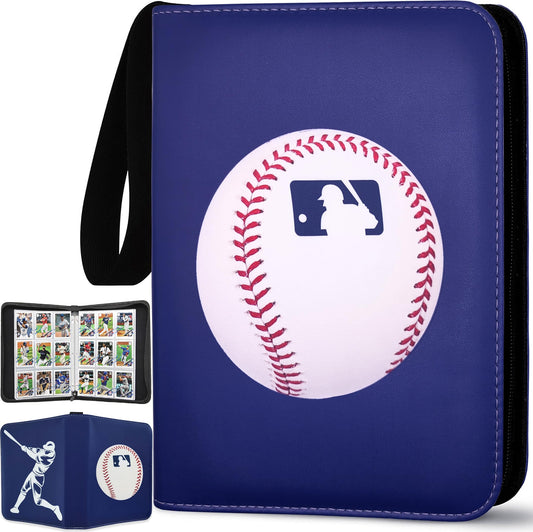 Baseball Card Binder 900 Pockets, 50 Sleeves Large Baseball Binder 3 Ring Zipper Trading Cards Holder 9 Pocket, Sport Collection Book Storage Organizer, Blue Album Folder Case Protector Collector Gift