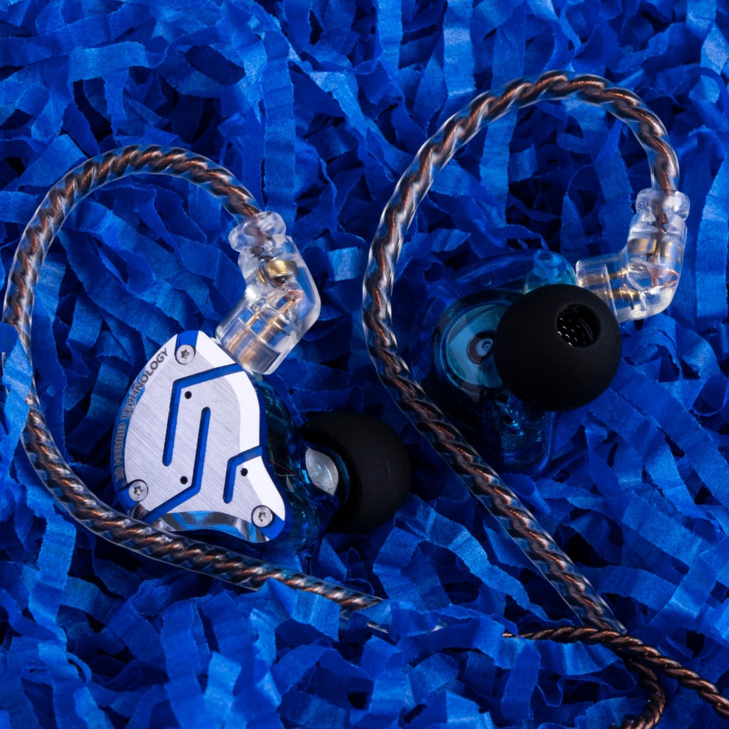 Linsoul KZ ZS10 Pro, 4BA+1DD 5 Driver in Ear Monitor, HiFi Wired Earbuds, Gaming Earbuds, Hybrid IEM Earphones with Stainless Steel Faceplate, Recessed 2 Pin Detachable Cable (Without Mic, Glare Blue)