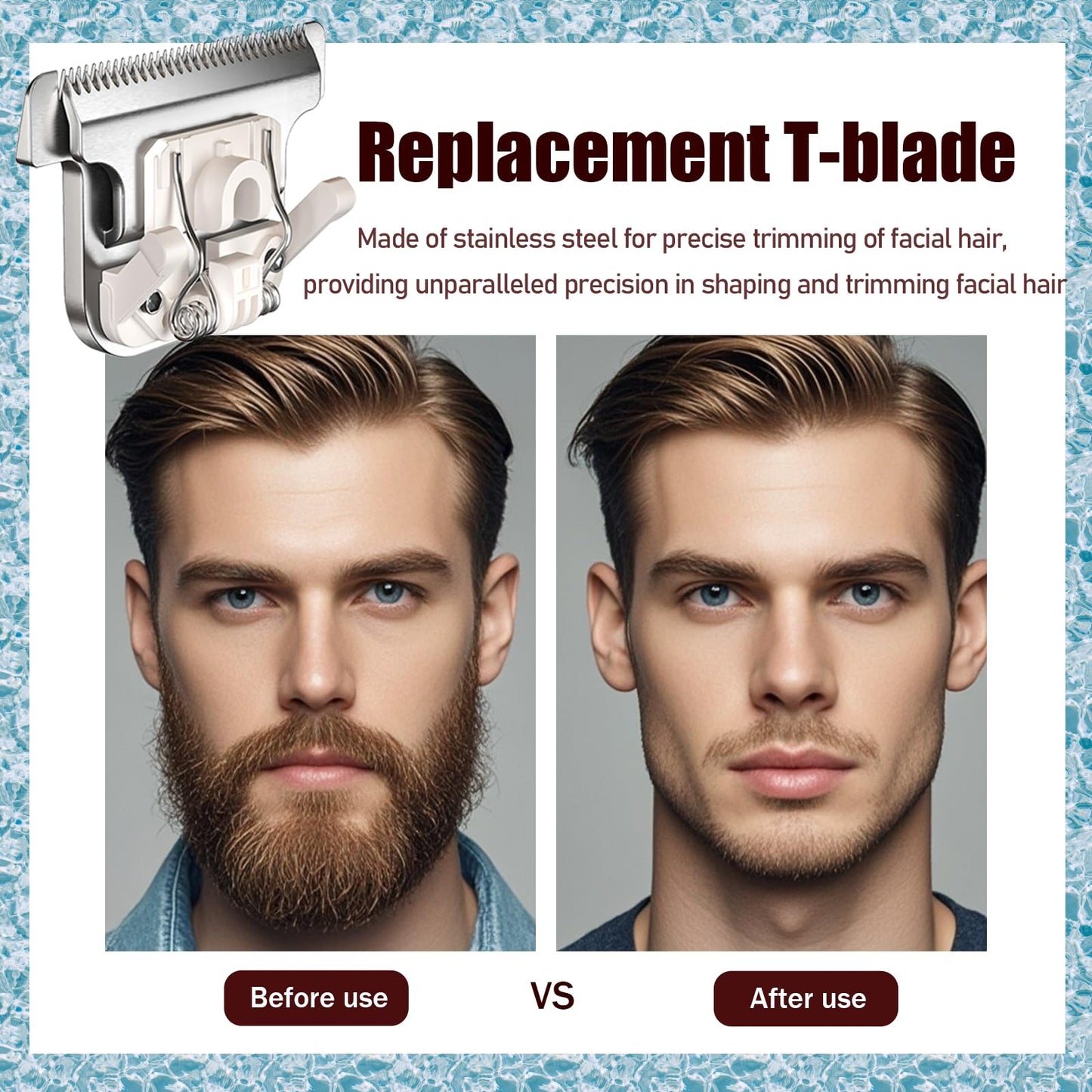 40mm Replacement Detachable Stainless Steel T Blade（02144 ）, Compatible with Wahl All in One Lithium Ion Trimmer 9864/9864SS/9686/9818A/9854L/9876L/9854 /WSS3L/SS2L etc. (Silver 2 Pack)