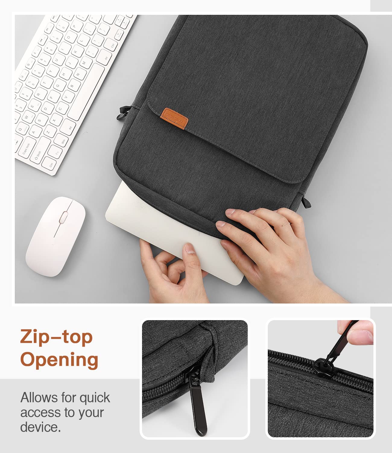 MoKo 13.3-14 Inch Laptop Sleeve Bag Fits MacBook Pro M3/M2 14" 2023, MacBook Pro 13" M2, New MacBook Air 13.6" M3/M2 2024/2022,Tab S8 Ultra 14.6",Handle Carrying Case with Shoulder Strap, Black & Gray